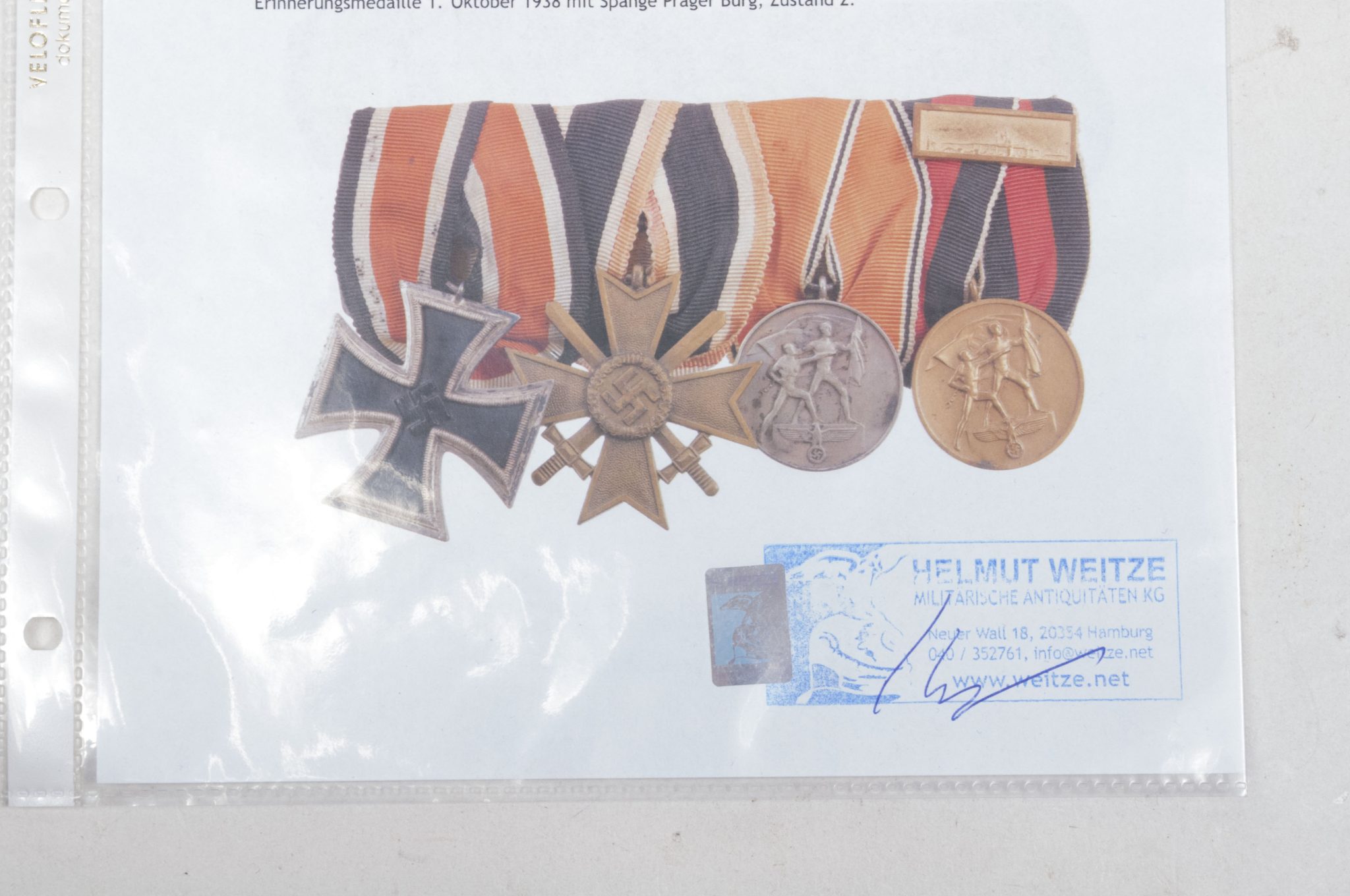 German WWII medalbar with EK2 + KVK2 + Anschlussmedaille + Sudetenmedal + Prageburger clasp - Image 5
