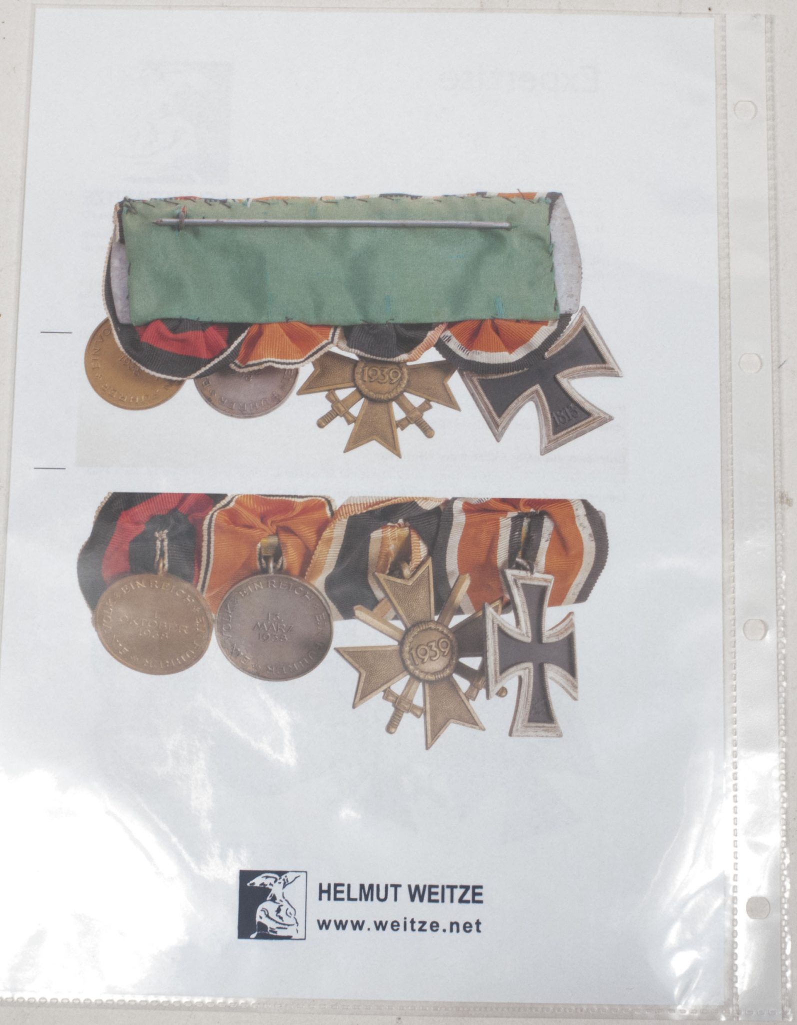 German WWII medalbar with EK2 + KVK2 + Anschlussmedaille + Sudetenmedal + Prageburger clasp - Image 6