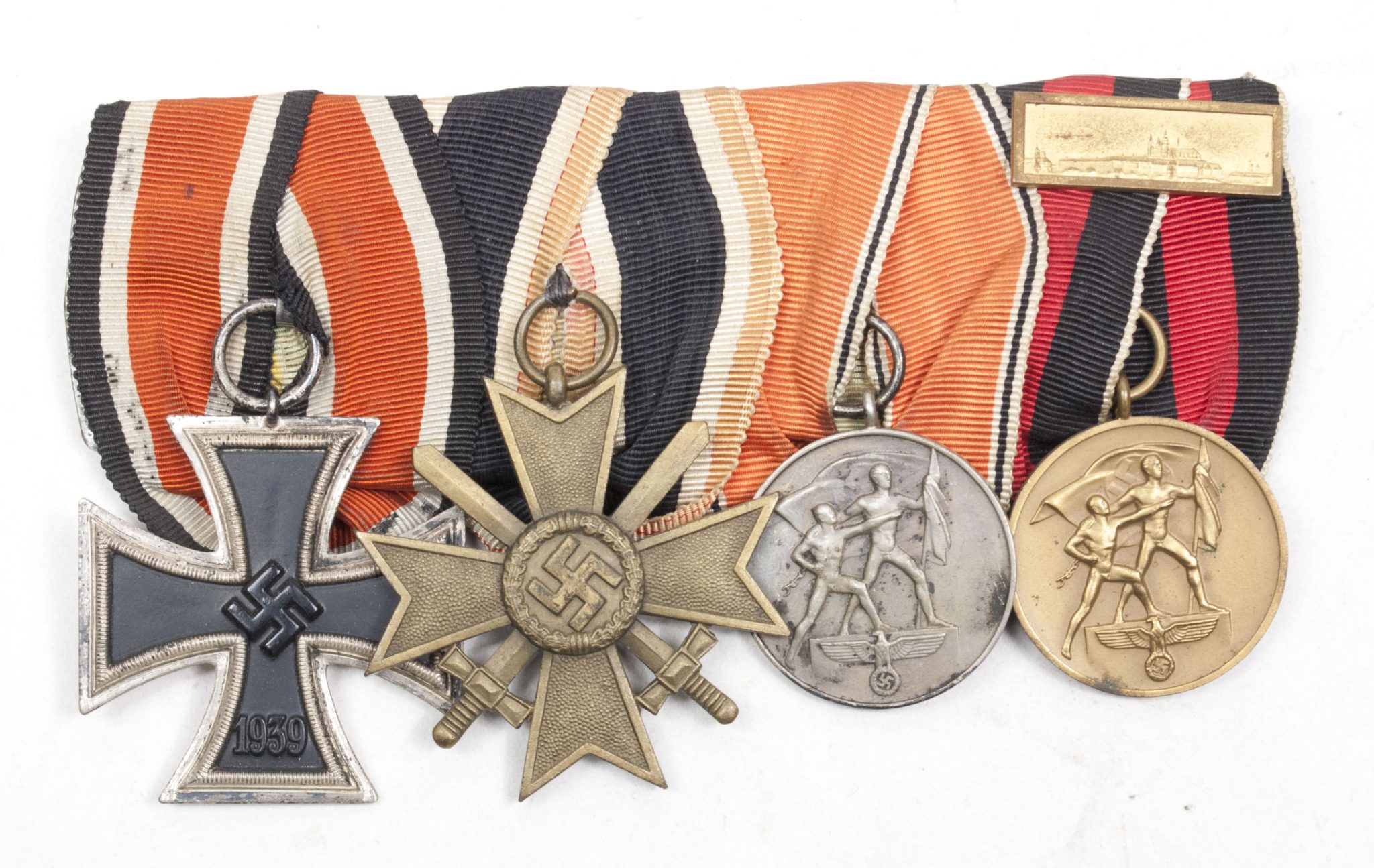 German WWII medalbar with EK2 + KVK2 + Anschlussmedaille + Sudetenmedal + Prageburger clasp - Image 7