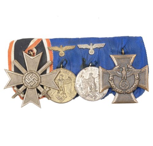 German WWII medalbar with KVK2 + Heer Dienstauszeichnung 8 + 4 Jahre + Zollgrenzschutz medaille