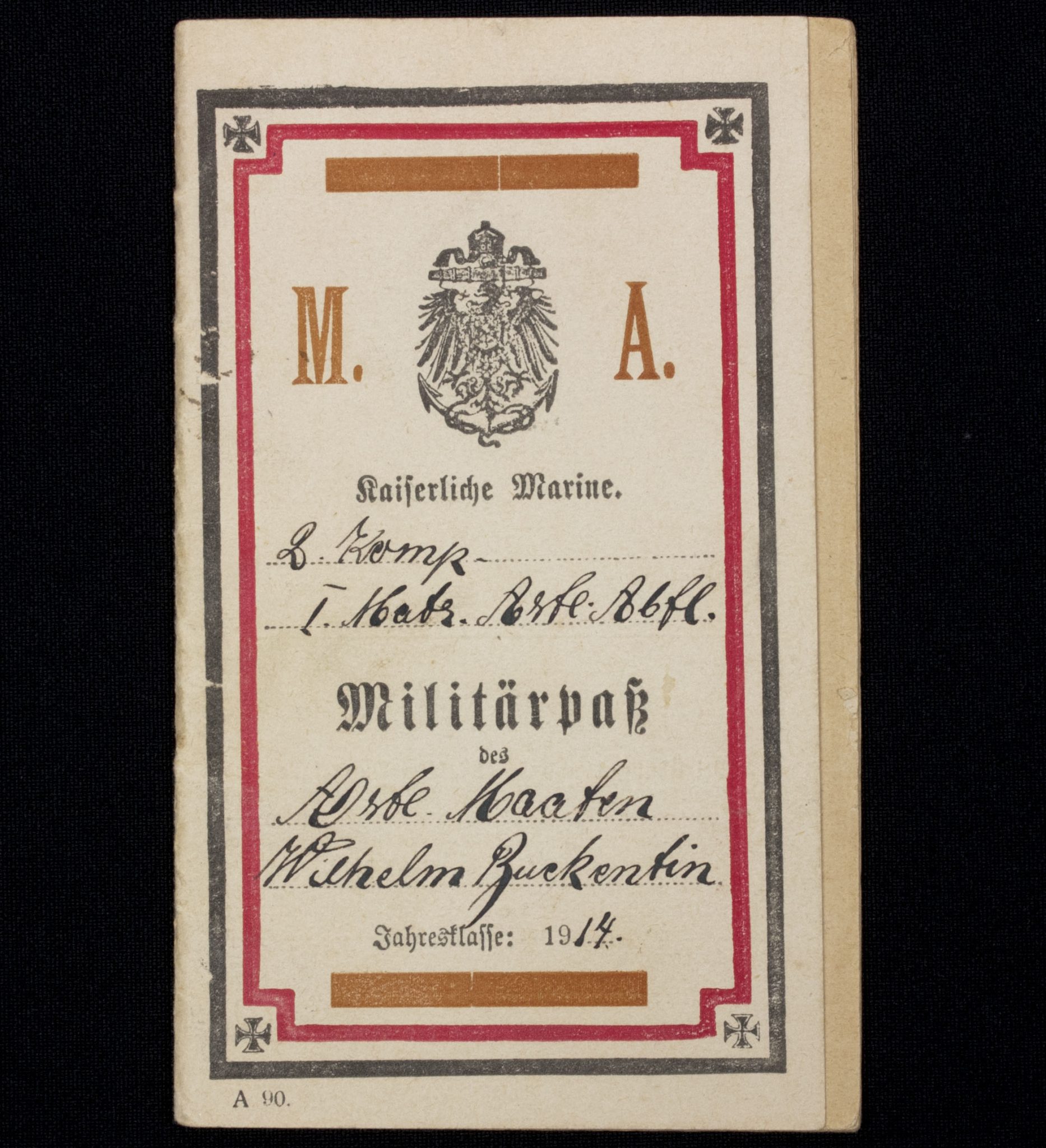 Kaiserliche Marine Militärpass – named (2)