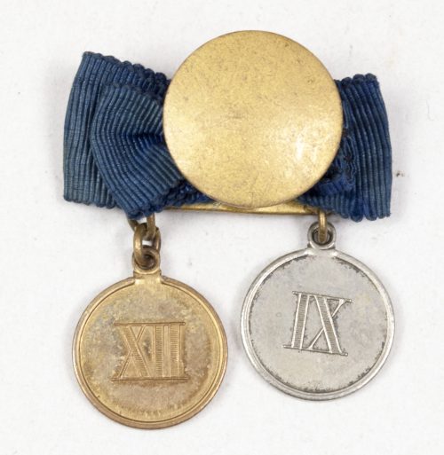 Miniature Treue Dienst bei der Fahne medals IX + XII years