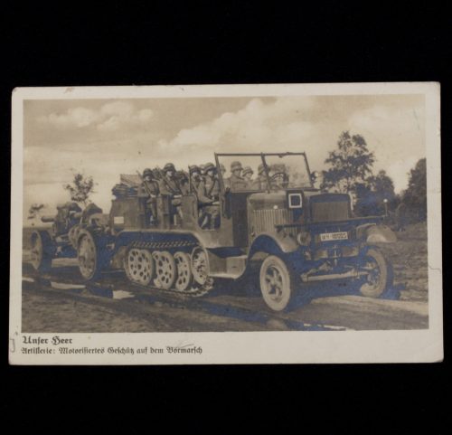 (Postcard) Unser Heer - Artillerie Motorisiertes Geschütz auf dem Vormarsch