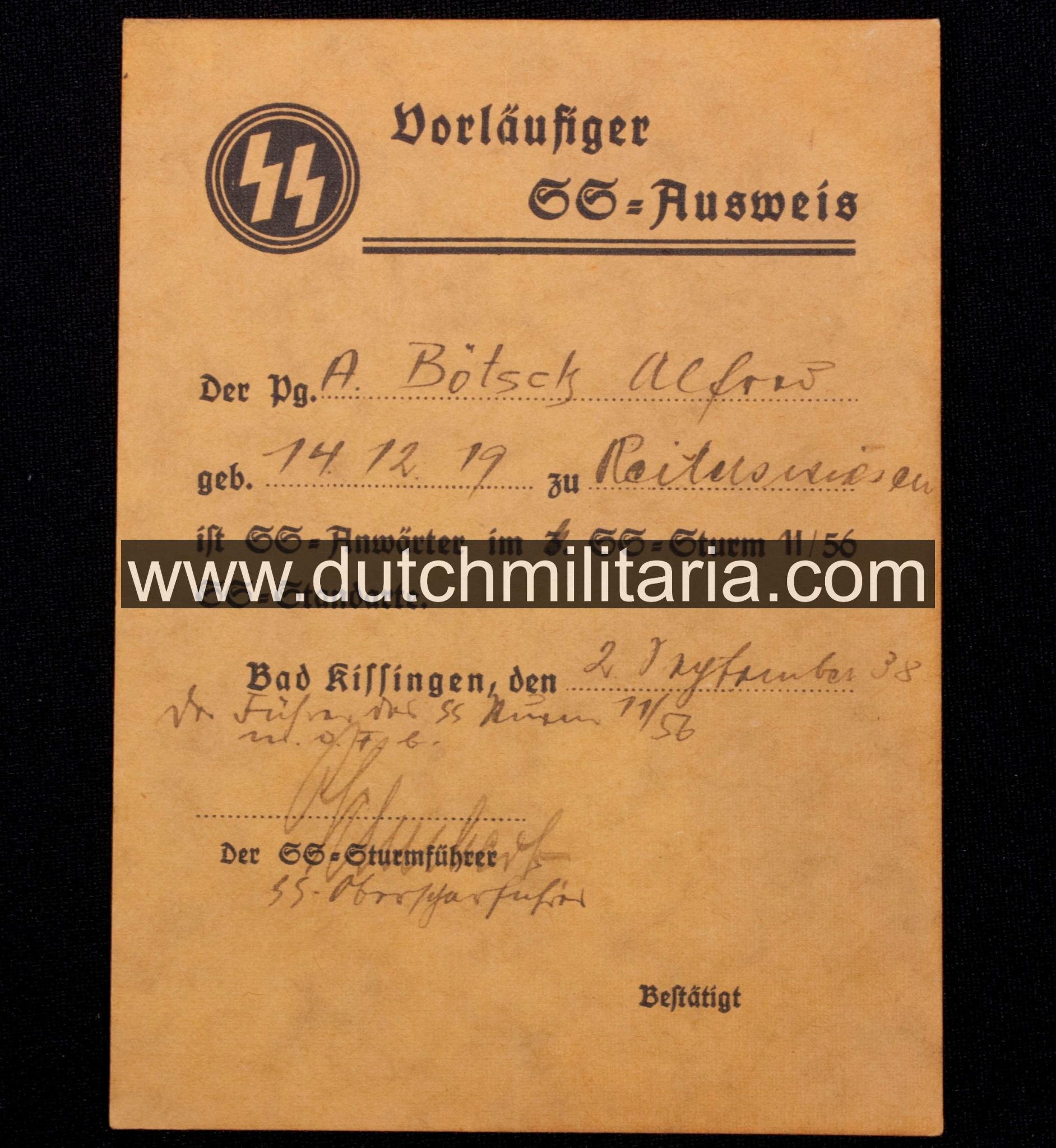 SS-Anwärter grouping of Sturm 1156 grouping (1938) – rare SS-Anwärter grouping of Sturm 1156 grouping (1938) - rare