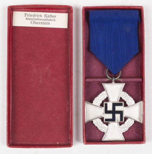 Treue Dienst 25 Jahre + etui (Maker Friedrich Keller Metallschmuckfabrik Oberstein)