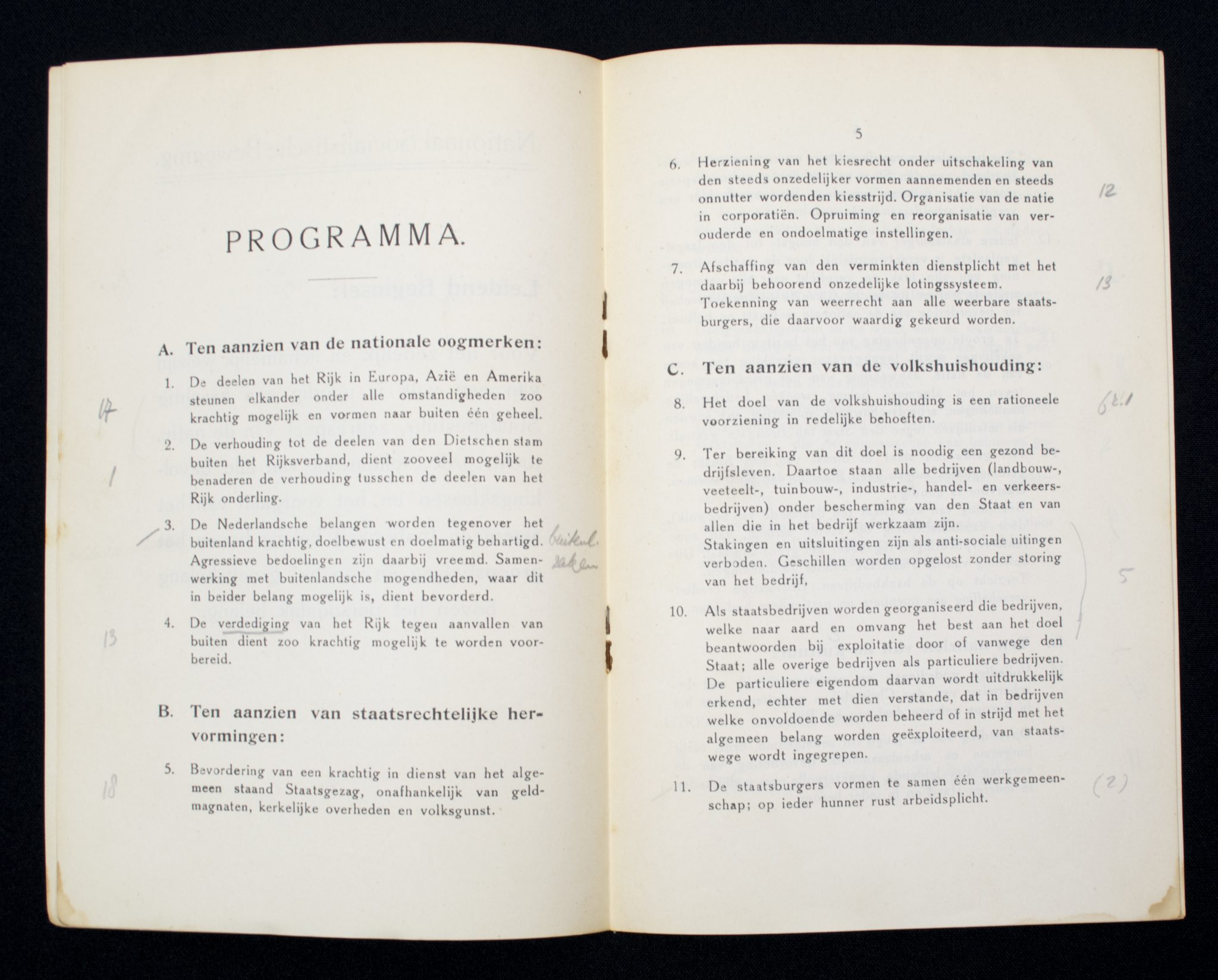 (Brochure) NSB - Programma No.1 (1931) + Toelichting van het programma No.2 (1932) - RARE!!!!!!!