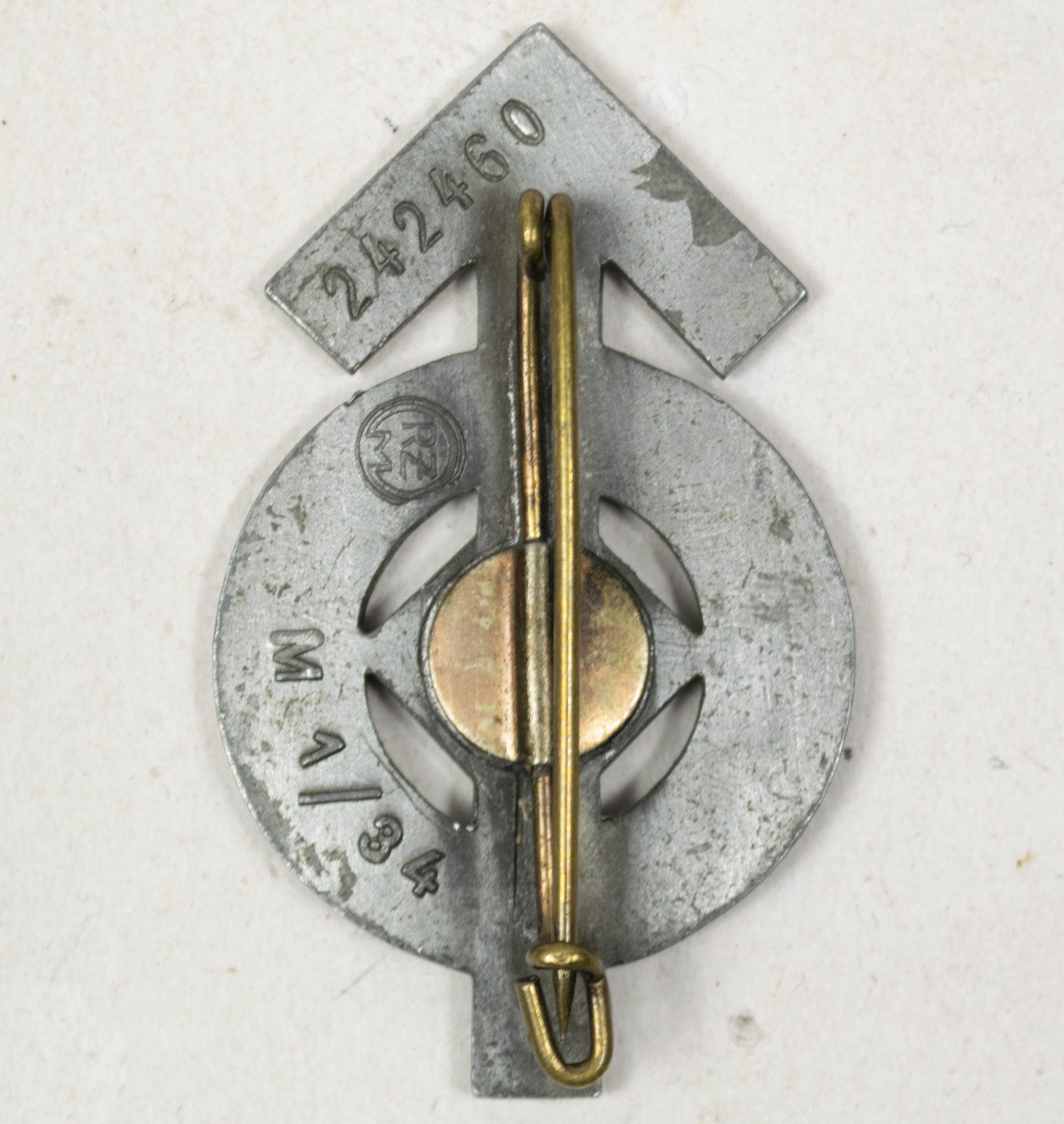 Hitlerjugend (HJ) Leistungsabzeichen in silver (Maker RZM M134) (2) Hitlerjugend (HJ) Leistungsabzeichen in silver (Maker RZM M134)