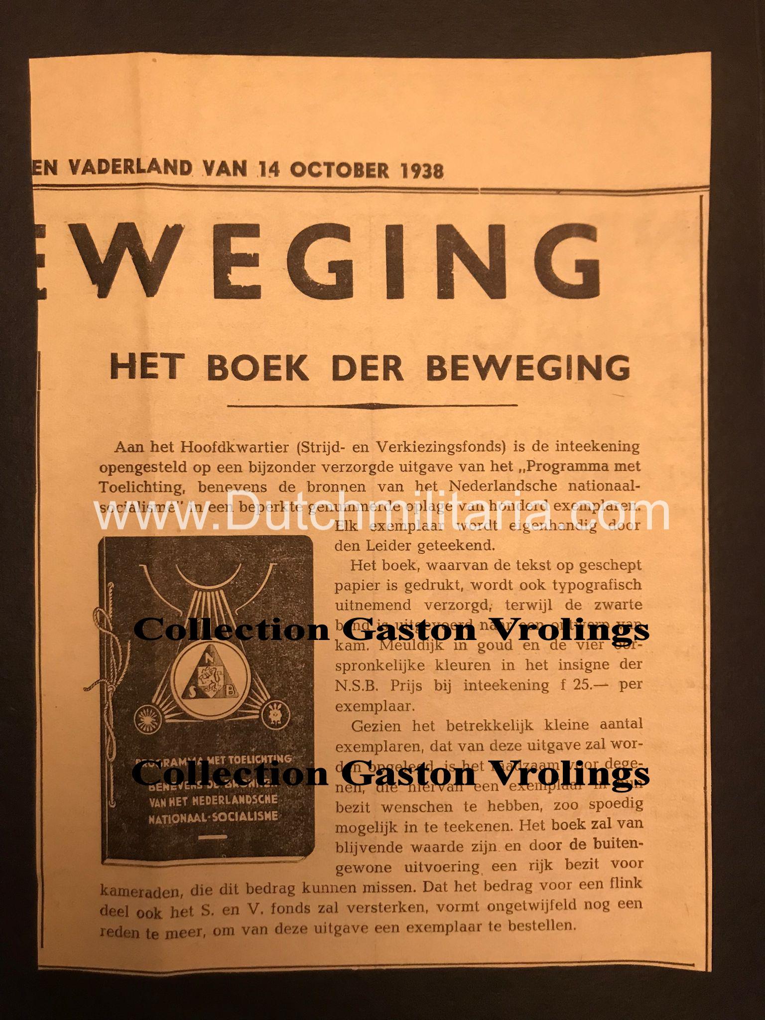 (NSB) Programma met toelichting benevens de bronnen van het Nederlandsche Nationaal-socialisme. #85 (of only 100!) - Extremely rare