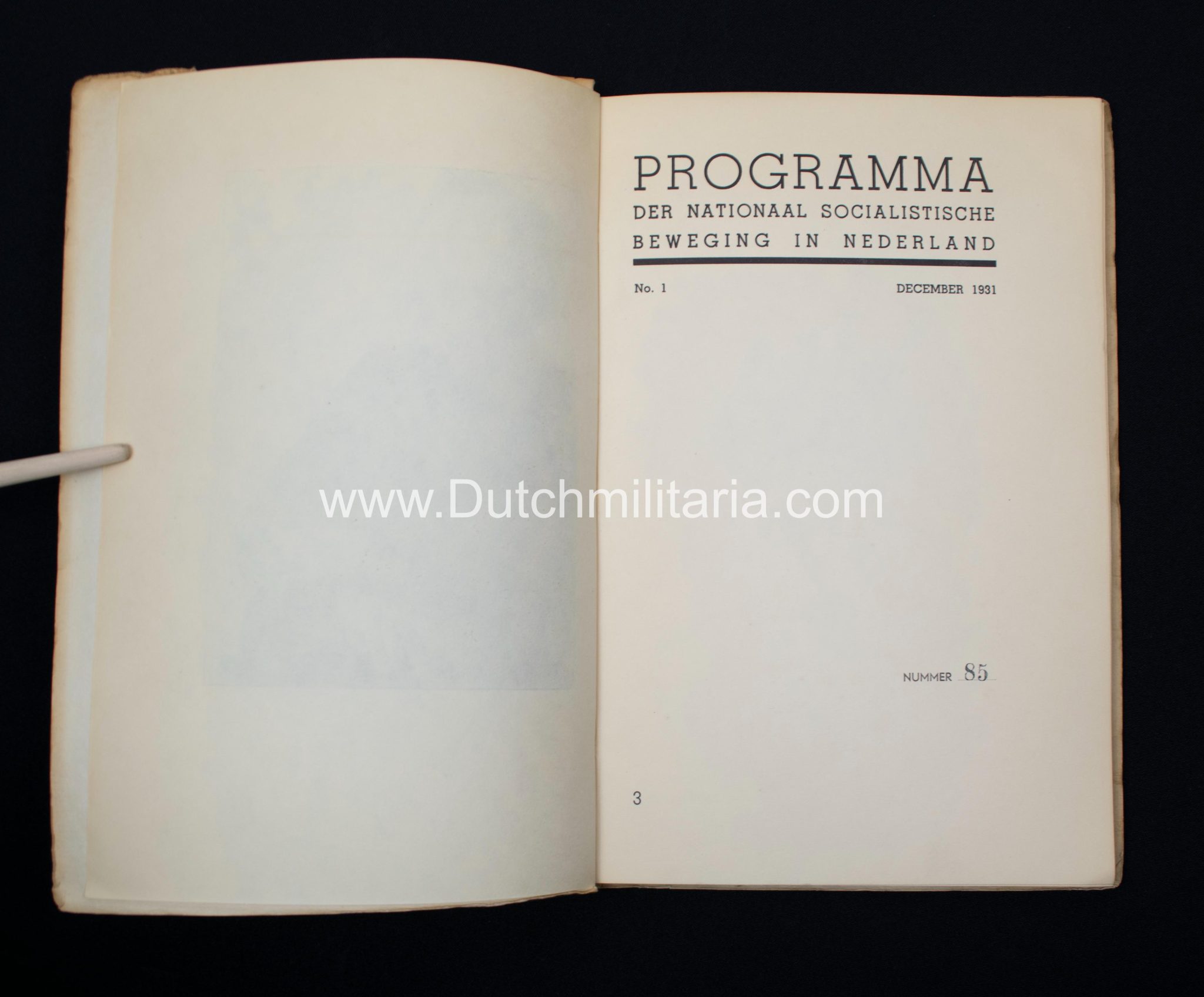 (NSB) Programma met toelichting benevens de bronnen van het Nederlandsche Nationaal-socialisme. #85 (of only 100!) - Extremely rare