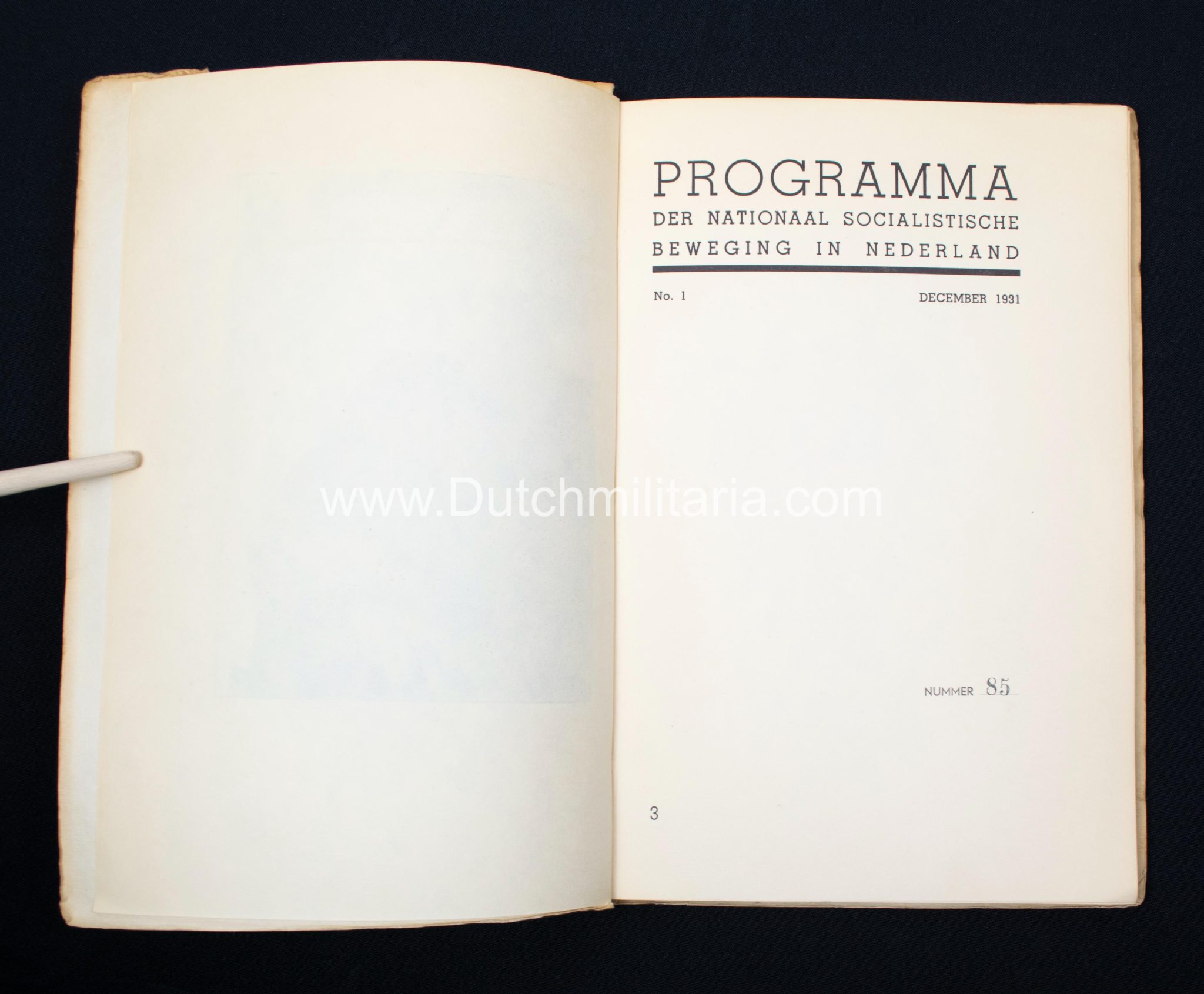 (NSB) Programma met toelichting benevens de bronnen van het Nederlandsche Nationaal-socialisme. #85 (of only 100!) - Extremely rare