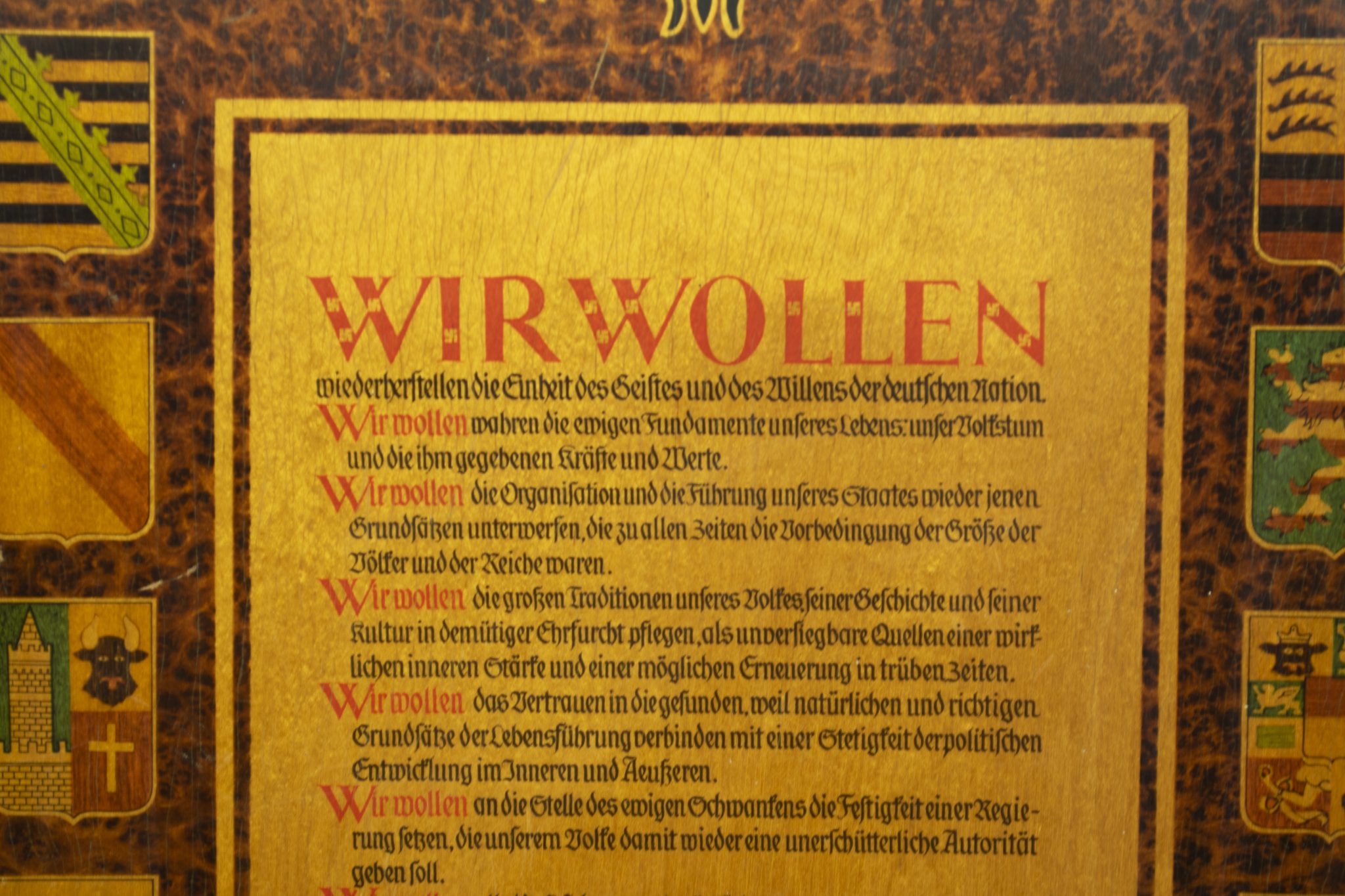 NSDAP wooden plaque "Wir Wollen" (52 x 32,5 cm) - rare - Image 10
