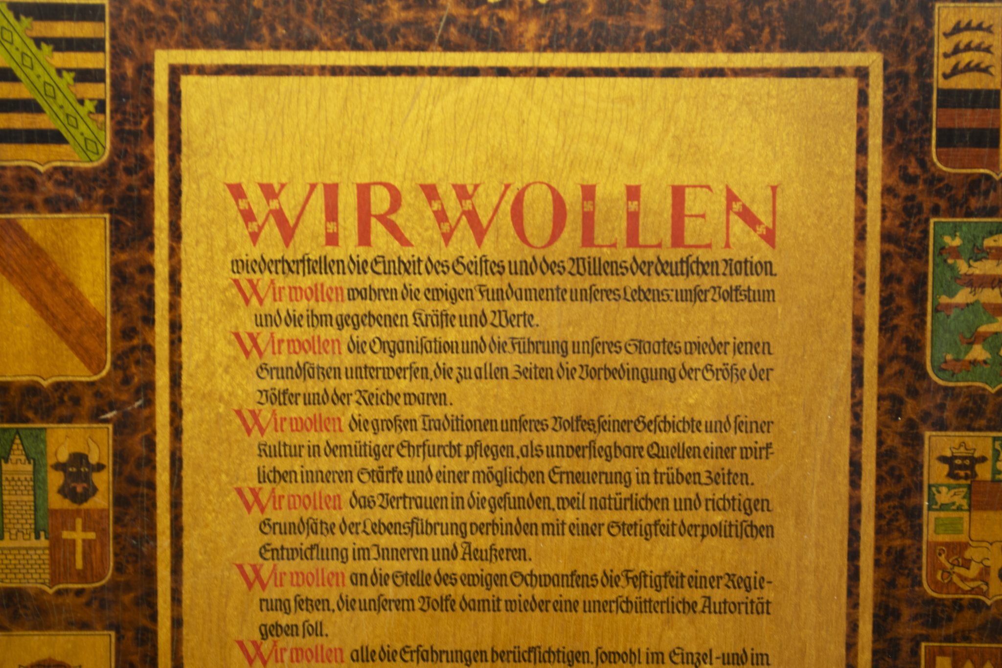 NSDAP wooden plaque "Wir Wollen" (52 x 32,5 cm) - rare - Image 11