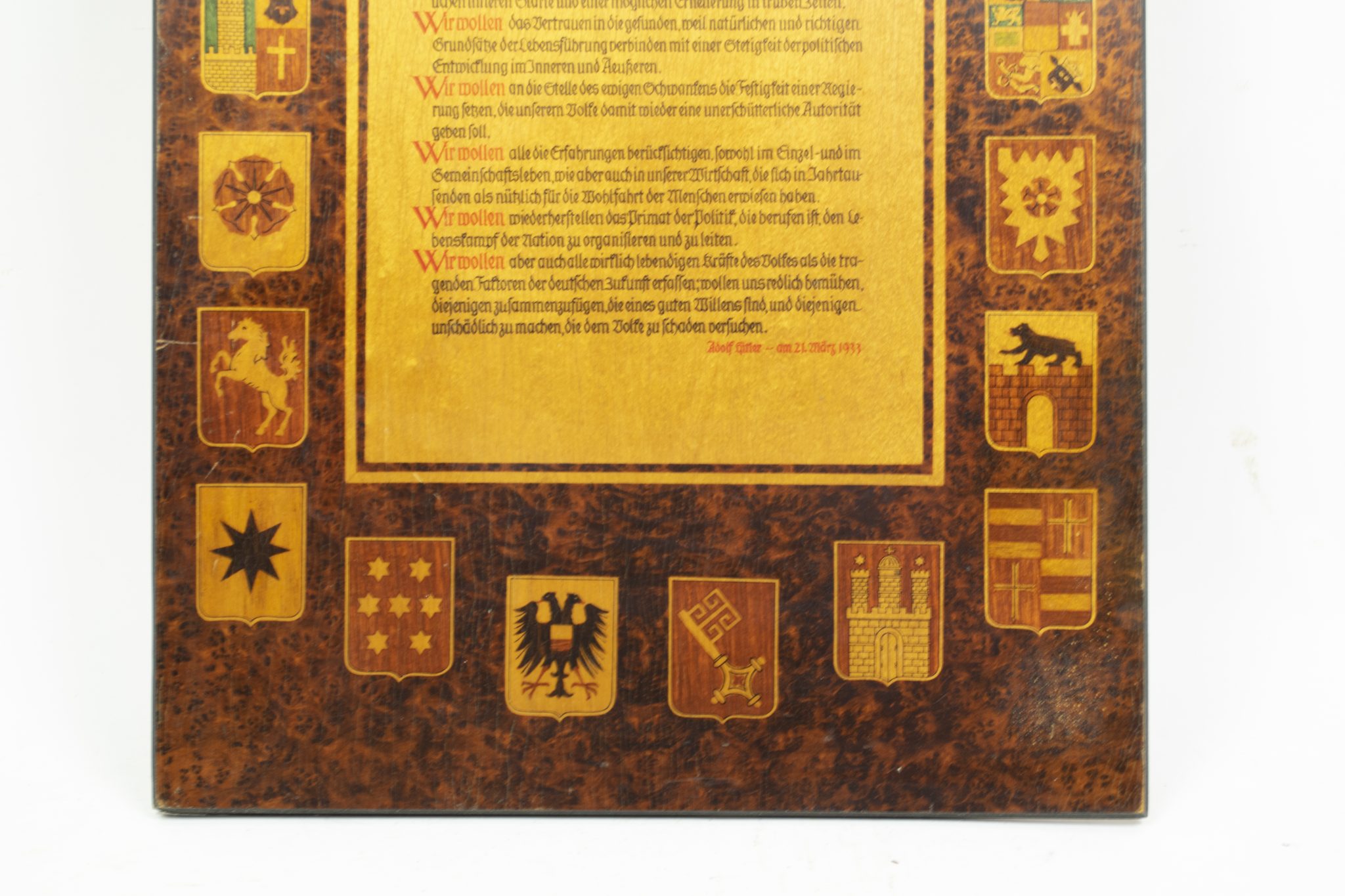 NSDAP wooden plaque "Wir Wollen" (52 x 32,5 cm) - rare - Image 13