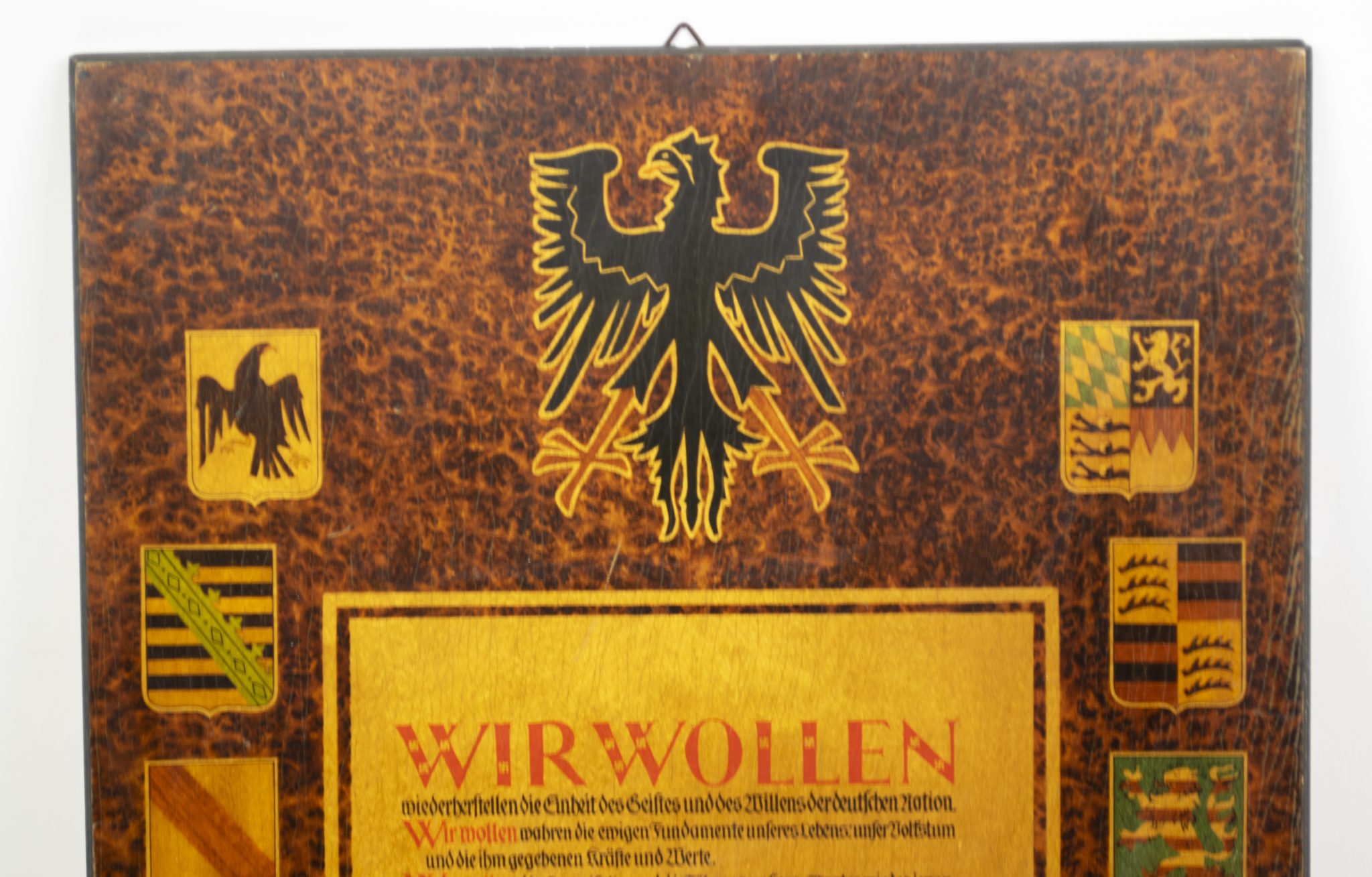 NSDAP wooden plaque Wir Wollen (52 x 32,5 cm) – rare (2) NSDAP wooden plaque Wir Wollen (52 x 32,5 cm) - rare