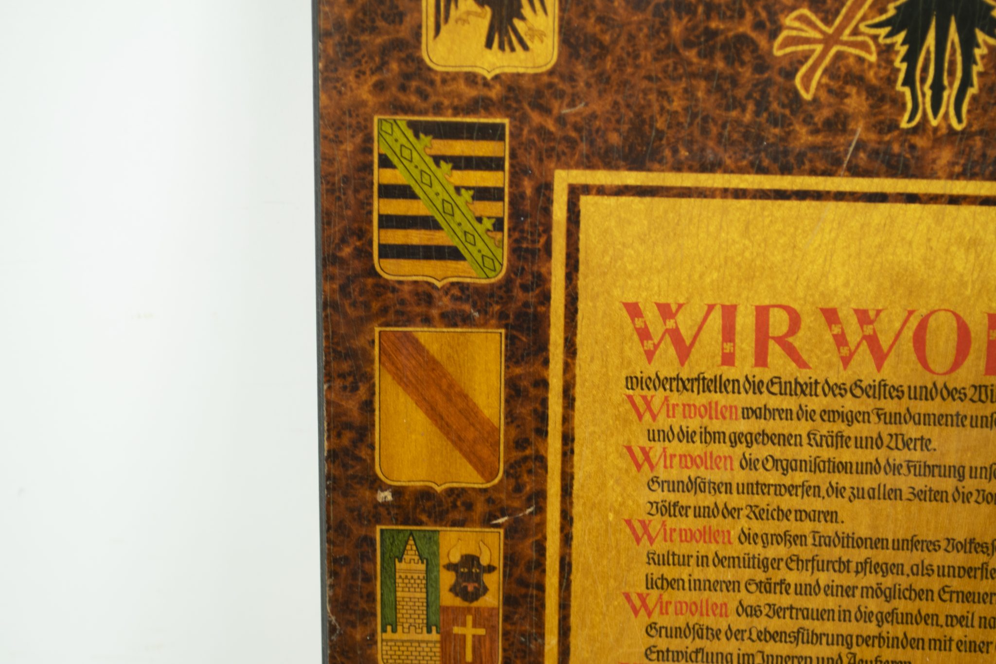 NSDAP wooden plaque "Wir Wollen" (52 x 32,5 cm) - rare - Image 8