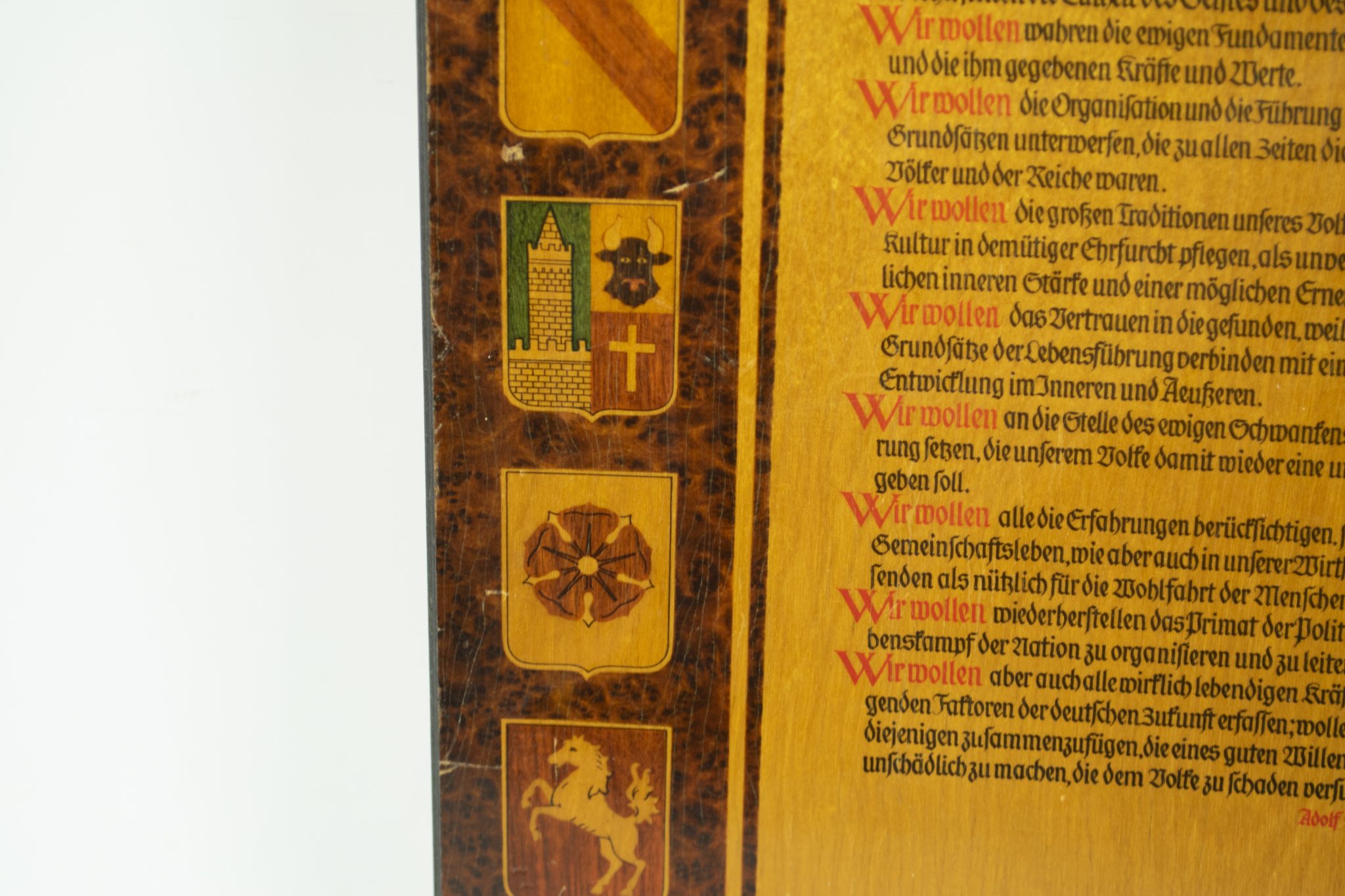 NSDAP wooden plaque "Wir Wollen" (52 x 32,5 cm) - rare - Image 9