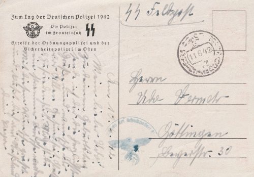 (Postcard) Tag der Deutschen Polizei – Die Polizei im Fronteinsatz SS (1942) (Postally sent)
