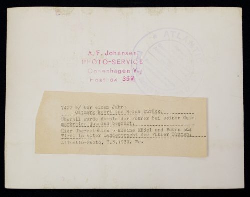 (Pressphoto) Adolf Hitler - Ostmark kehrt ins Reich zurück (1939)