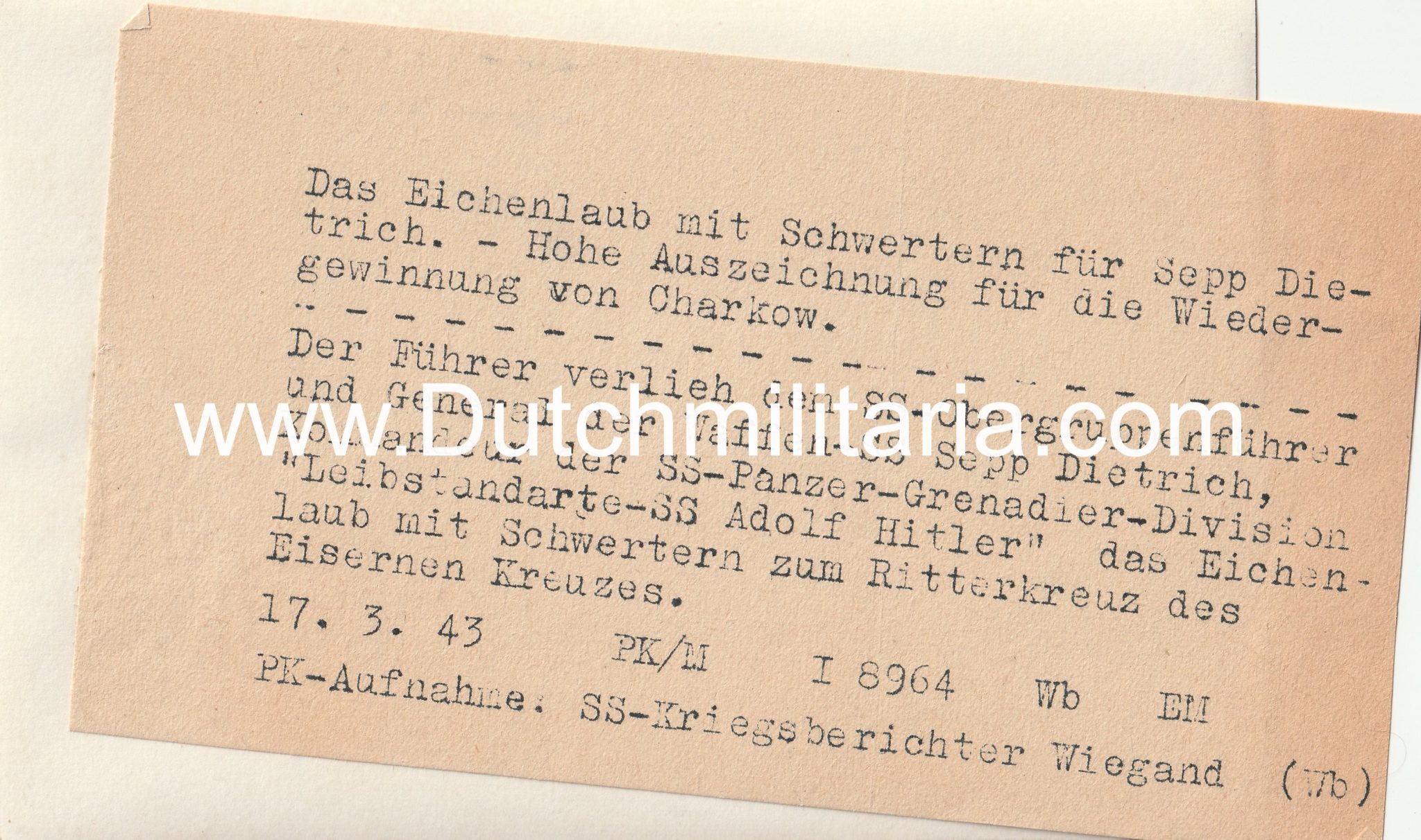 (Pressphoto) SS-Obergruppenführer und General der Waffen-SS Sepp Dietrich with original autograph – rare (2) (Pressphoto) SS-Obergruppenführer und General der Waffen-SS Sepp Dietrich with original autograph - rare