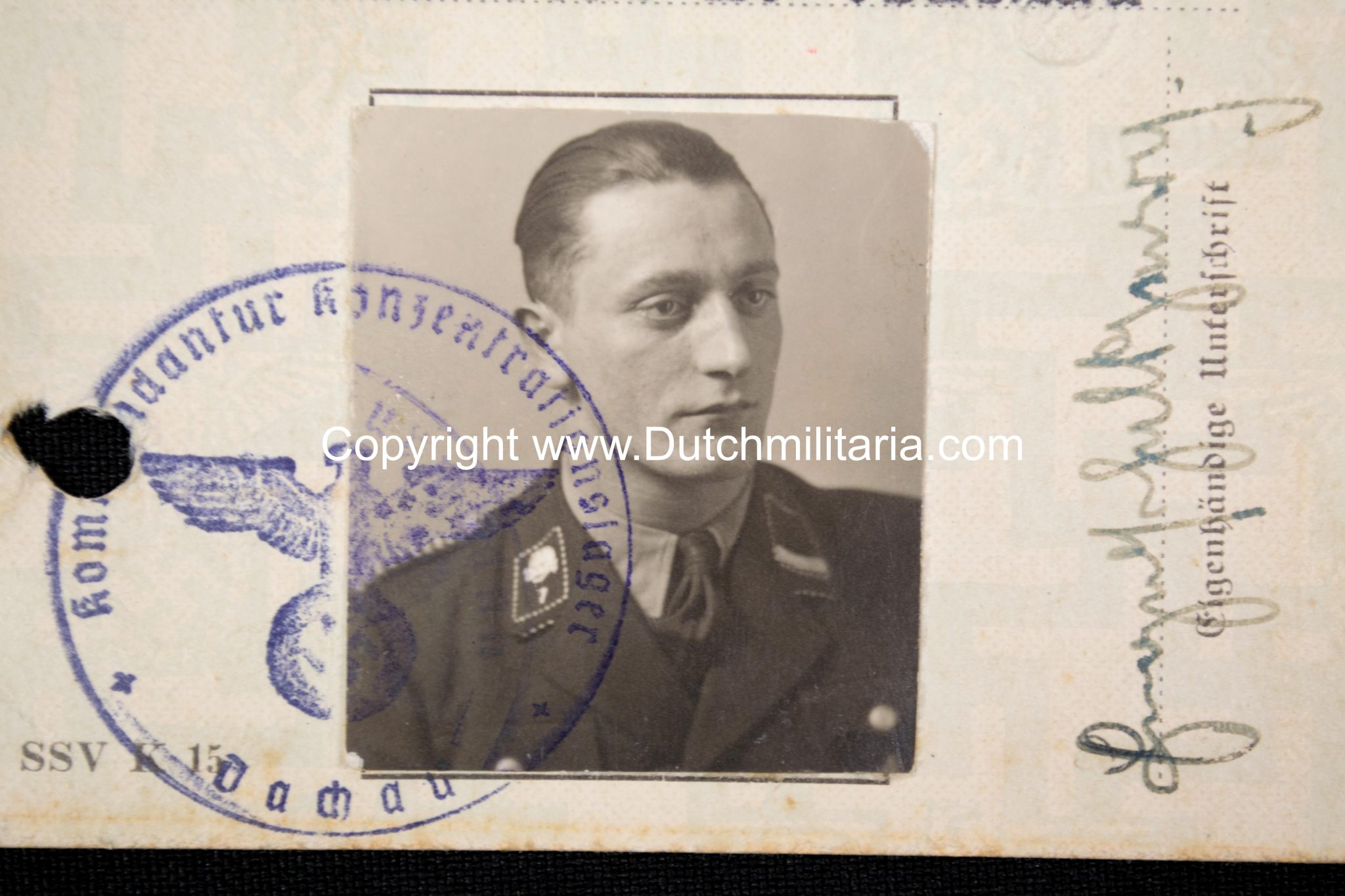 SS-Unterführer Ausweis Georg Engelschall Staff Concentrationcamp Dachau (and later Auschwitz) - Extremely rare!!!