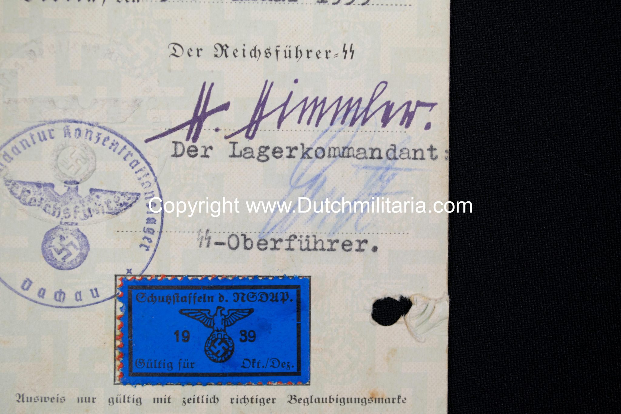 SS-Unterführer Ausweis Georg Engelschall Staff Concentrationcamp Dachau (and later Auschwitz) - Extremely rare!!!