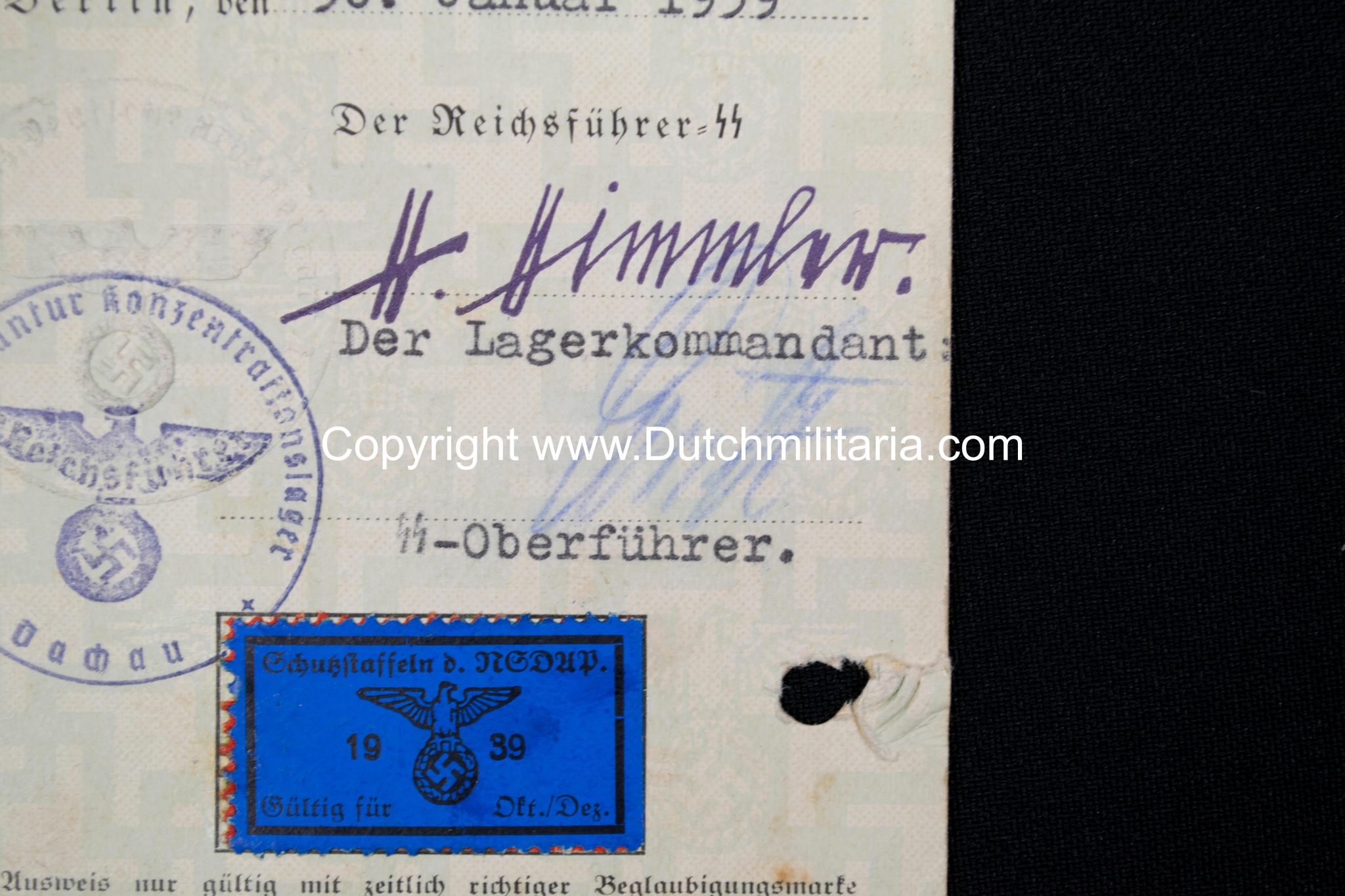 SS-Unterführer Ausweis Georg Engelschall Staff Concentrationcamp Dachau (and later Auschwitz) - Extremely rare!!!