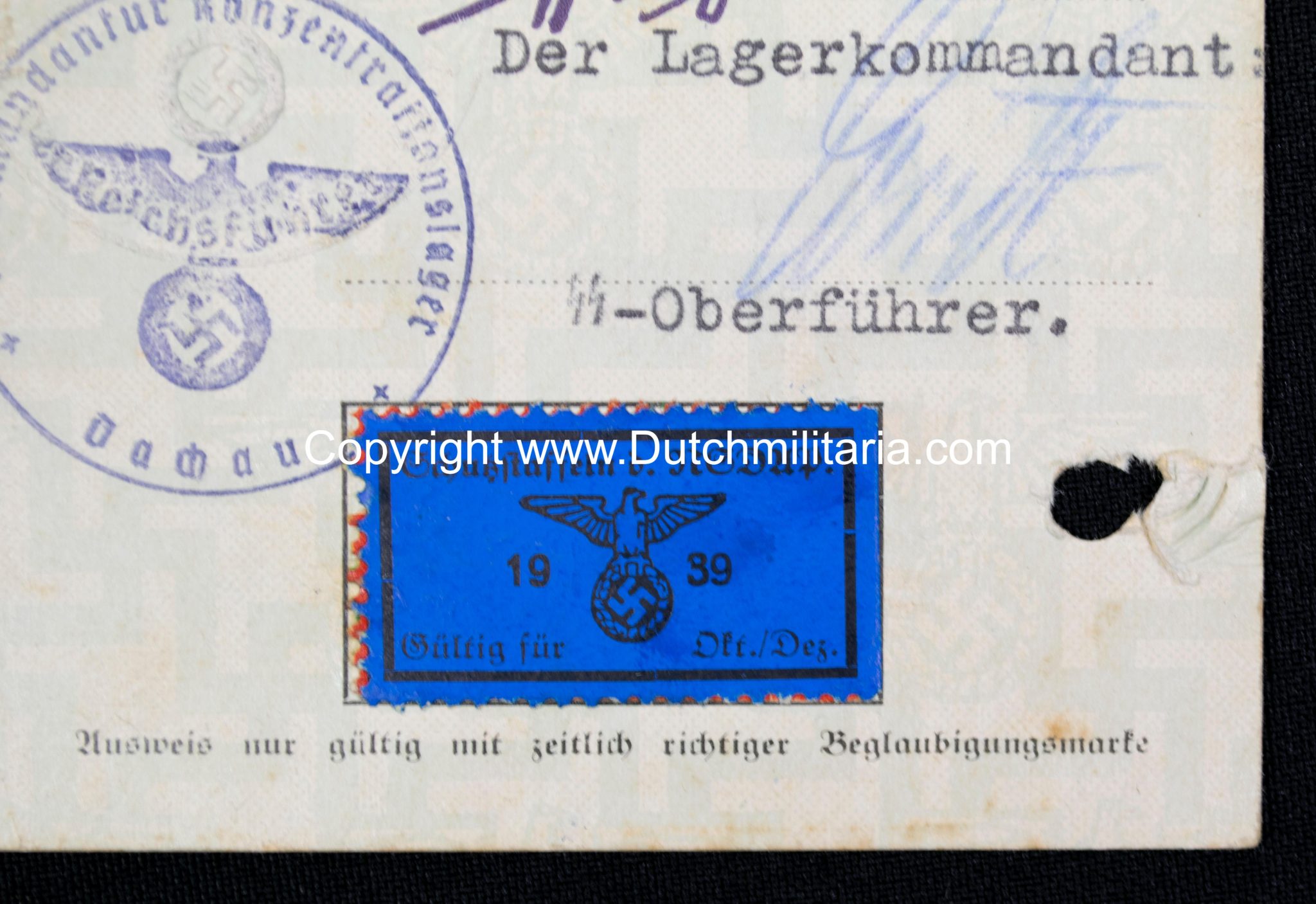 SS-Unterführer Ausweis Georg Engelschall Staff Concentrationcamp Dachau (and later Auschwitz) - Extremely rare!!!