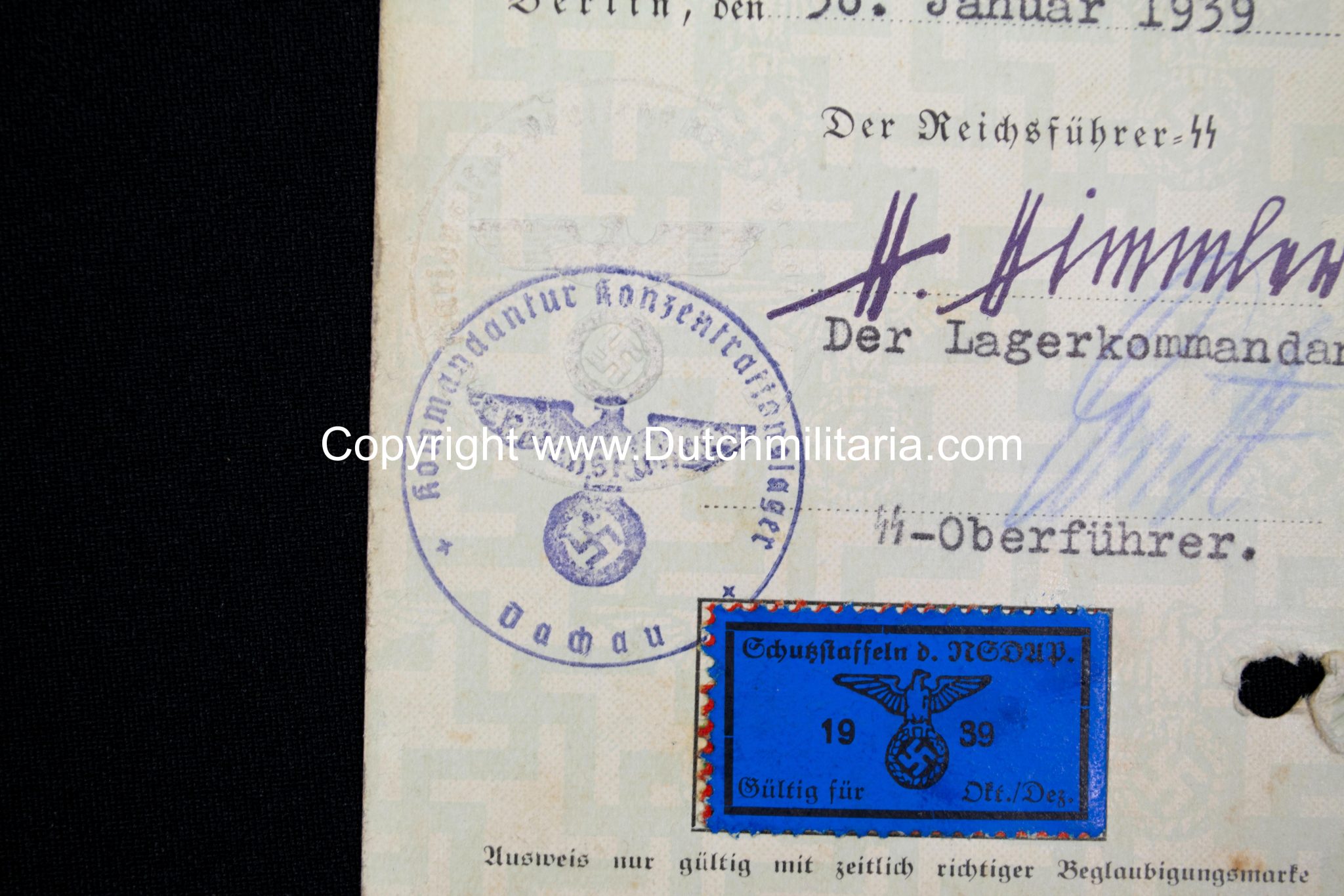 SS-Unterführer Ausweis Georg Engelschall Staff Concentrationcamp Dachau (and later Auschwitz) - Extremely rare!!!