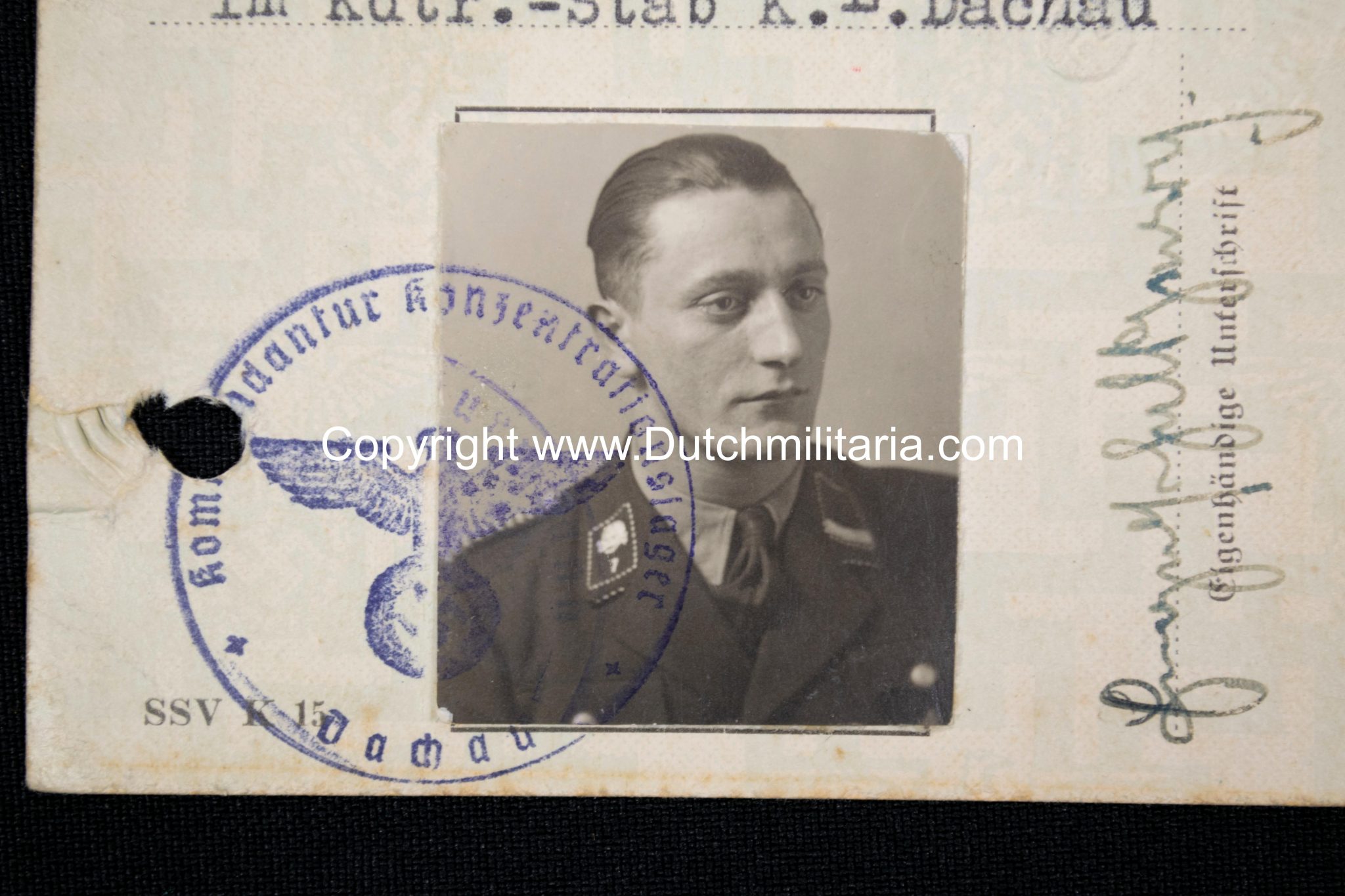 SS-Unterführer Ausweis Georg Engelschall Staff Concentrationcamp Dachau (and later Auschwitz) - Extremely rare!!!