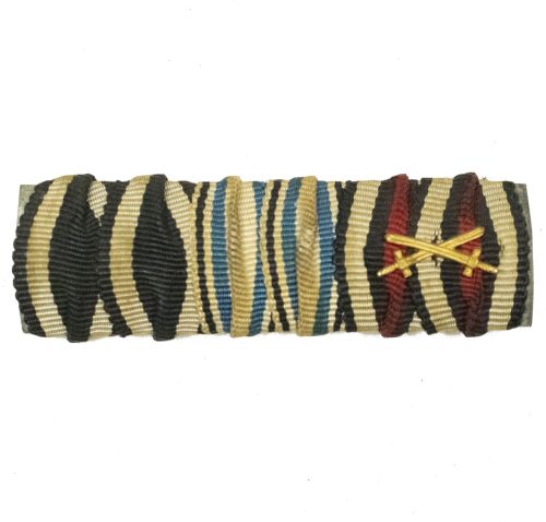 WWI Bavarian Ribbonbar EK2 + Militärverdienstkreuz with swords + Frontkämpfer Ehrenkreuz
