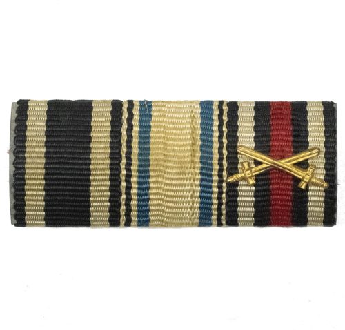 WWI Bavarian Ribbonbar EK2 + Militärverdienstkreuz without swords + Frontkämpfer Ehrenkreuz