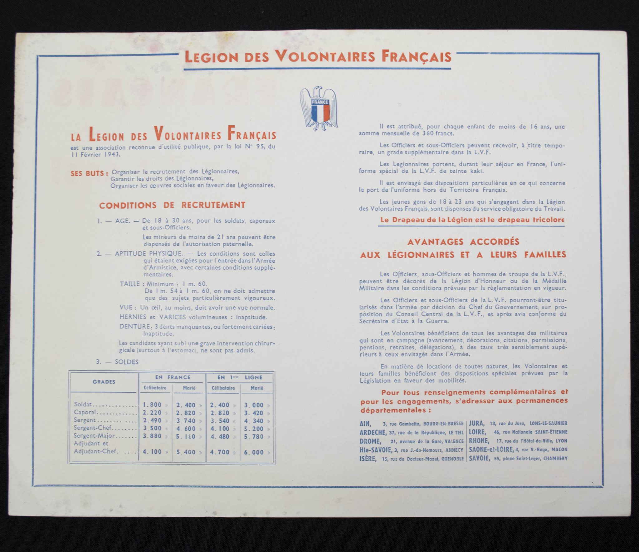 (WWII France Legion des Voluntaires Francais) Francais de 18 a 30 And! S’engager dans la Legion des Volontaires Francais contre le Bolchevisme – VERY RARE (2) France Legion des Voluntaires Francais