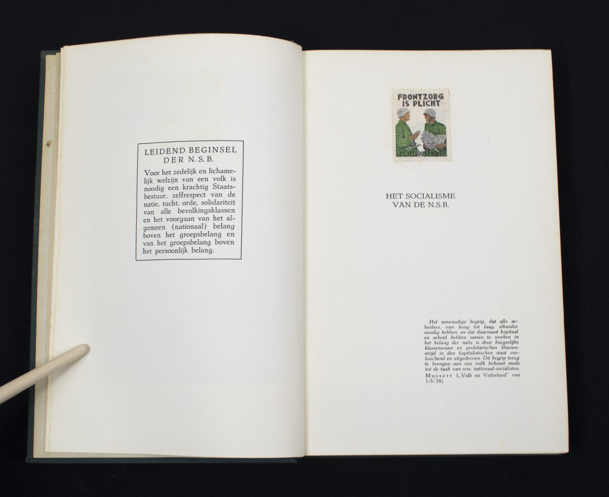 (Book) NSB - het socialisme van de N.S.B. (1940) - with rare Bolwerk bookstamp