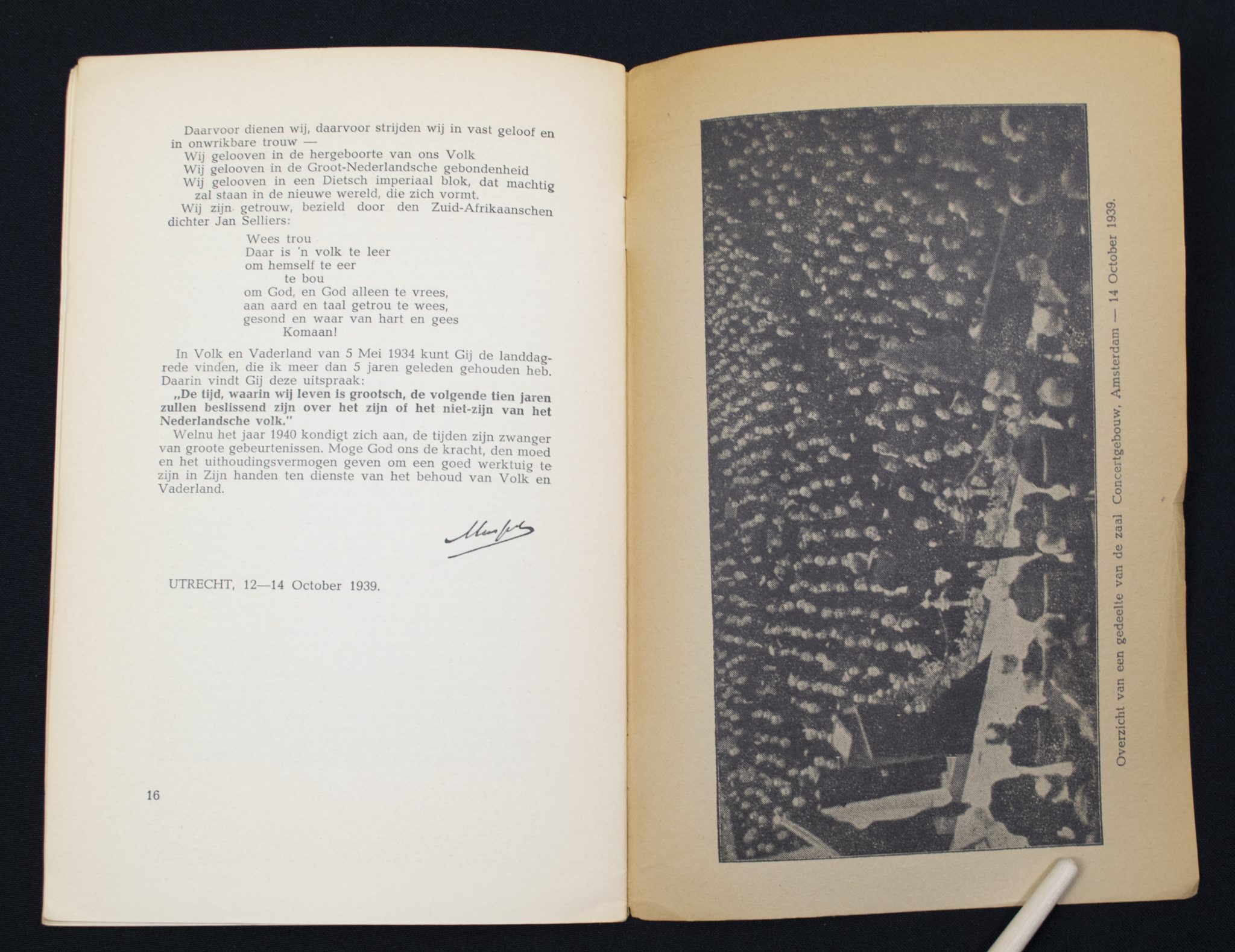 (Brochure) NSB - Mussert spreekt tot zijn zwarthemden (1939)