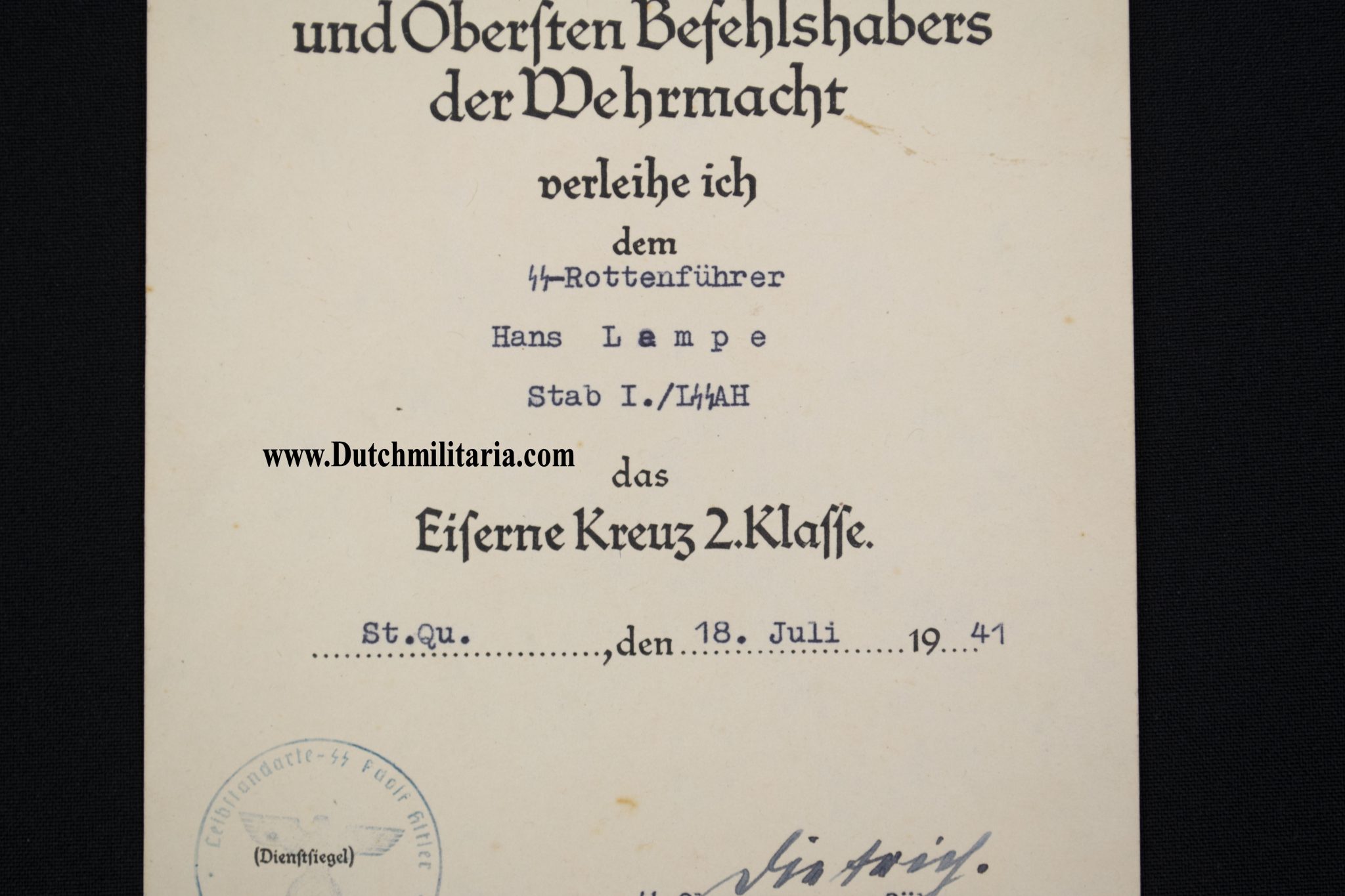 (Citation) Eiserne Kreuz 2. Klasse - SS-Rottenführer Stab I./LSSAH with original Sepp Dietrich autograph - RARE - Image 5
