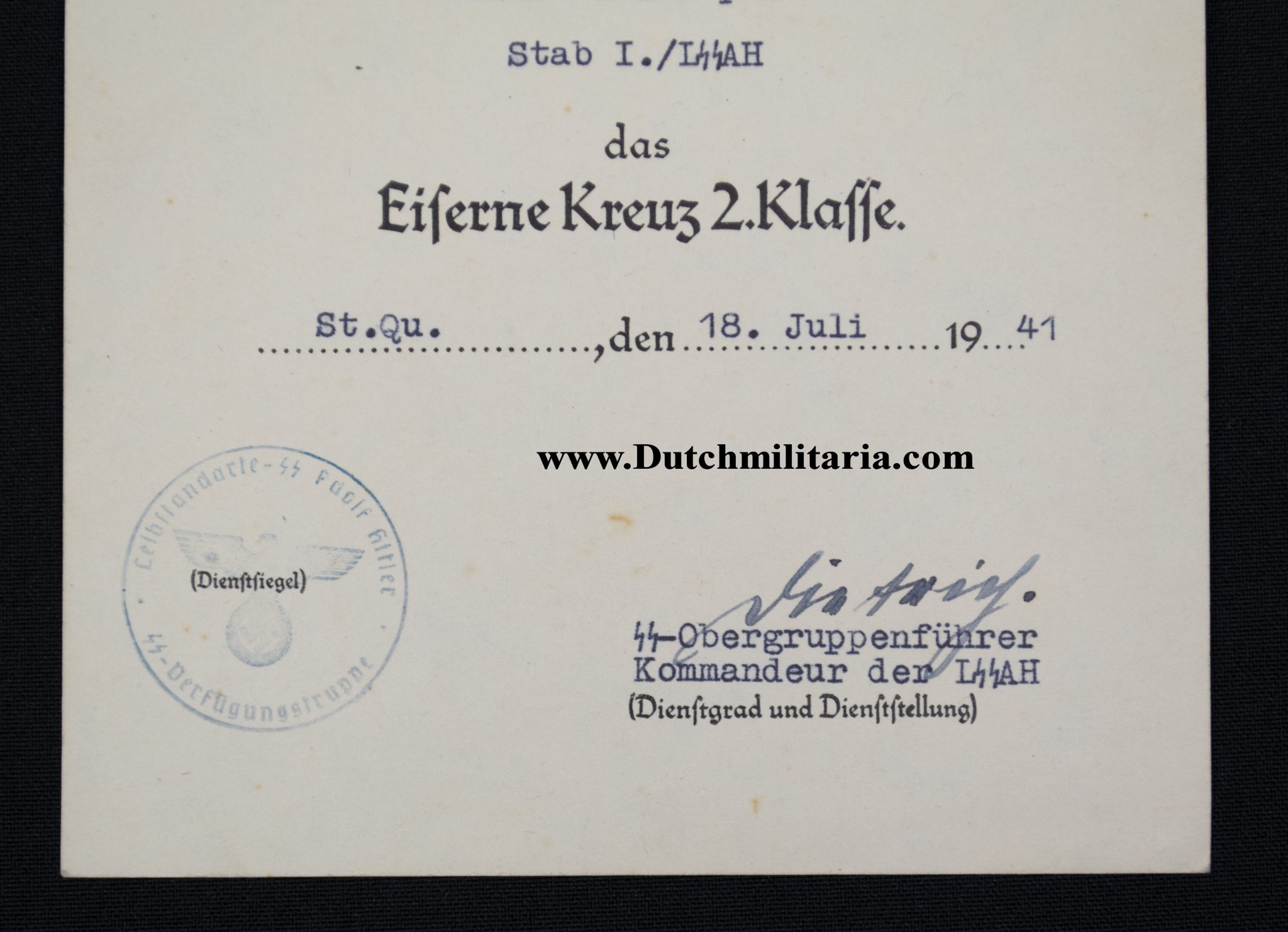 (Citation) Eiserne Kreuz 2. Klasse - SS-Rottenführer Stab I./LSSAH with original Sepp Dietrich autograph - RARE - Image 6