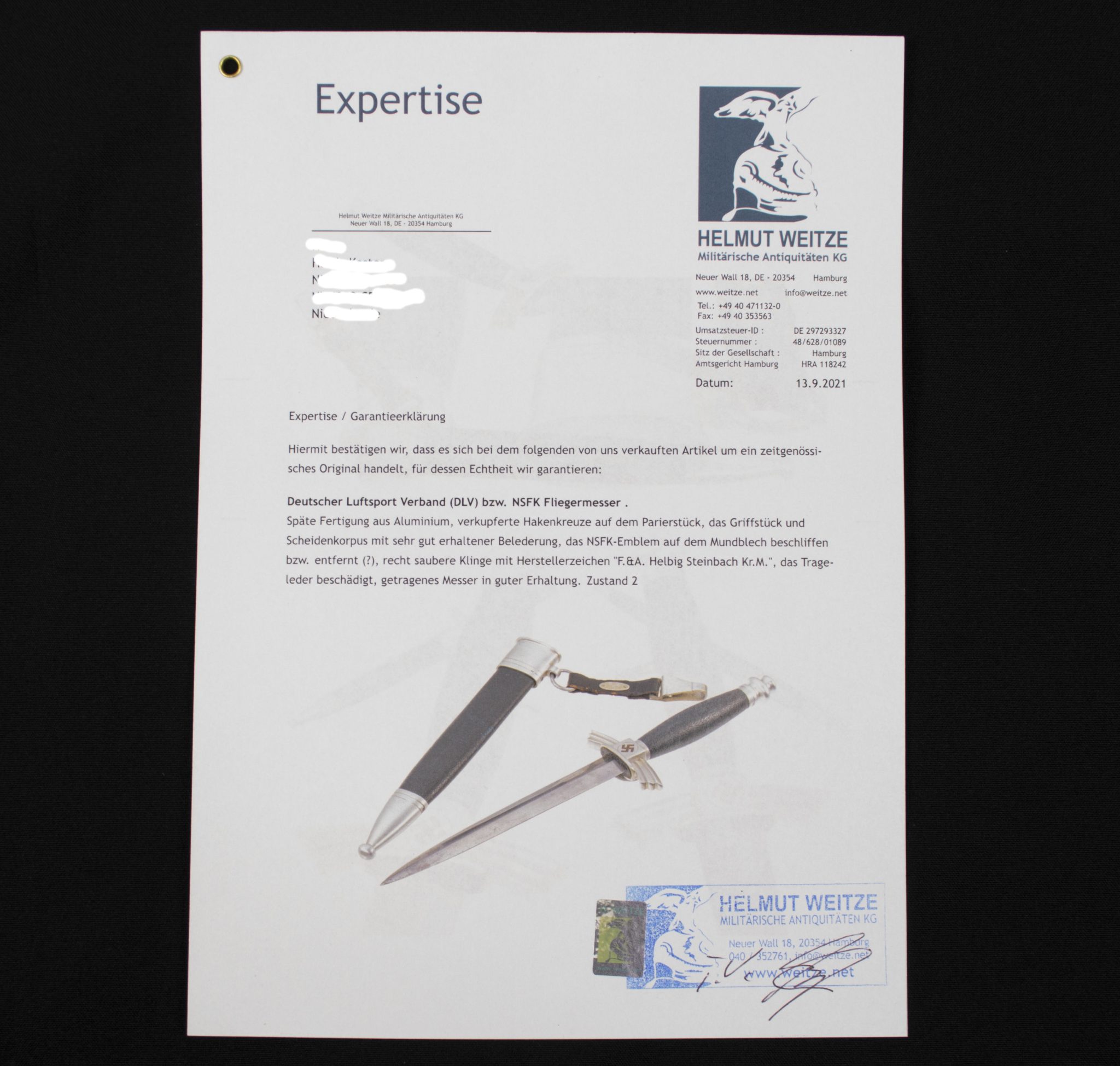 Deutscher Luftsportverband (DLV) NSFK Fliegermesser + hanger - Image 47