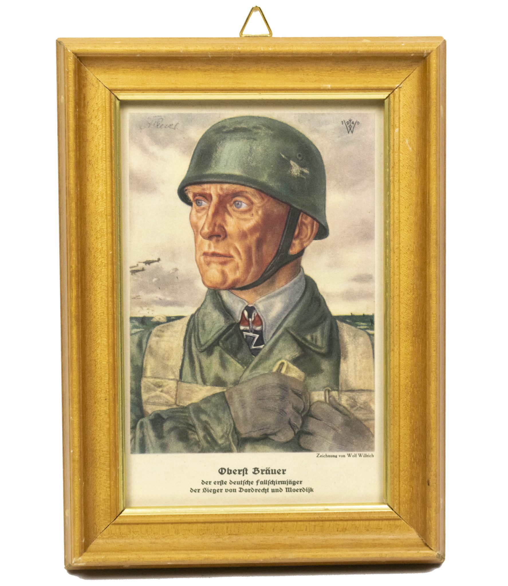 Framed Willrich sheet of Oberst Bräuer - Der erste deutsche Fallschirmjäger - Der Sieger von Dordrecht und Moerdijk