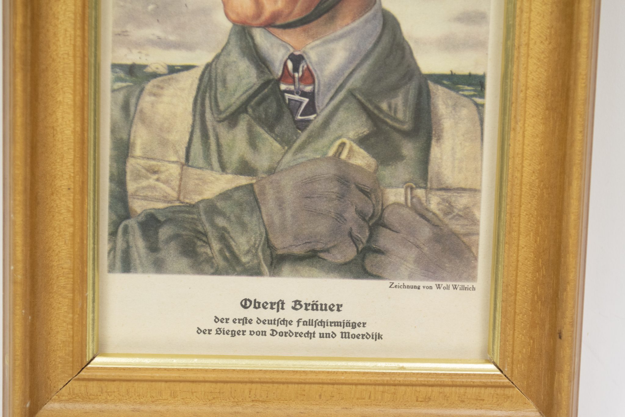 Framed Willrich sheet of Oberst Bräuer - Der erste deutsche Fallschirmjäger - Der Sieger von Dordrecht und Moerdijk