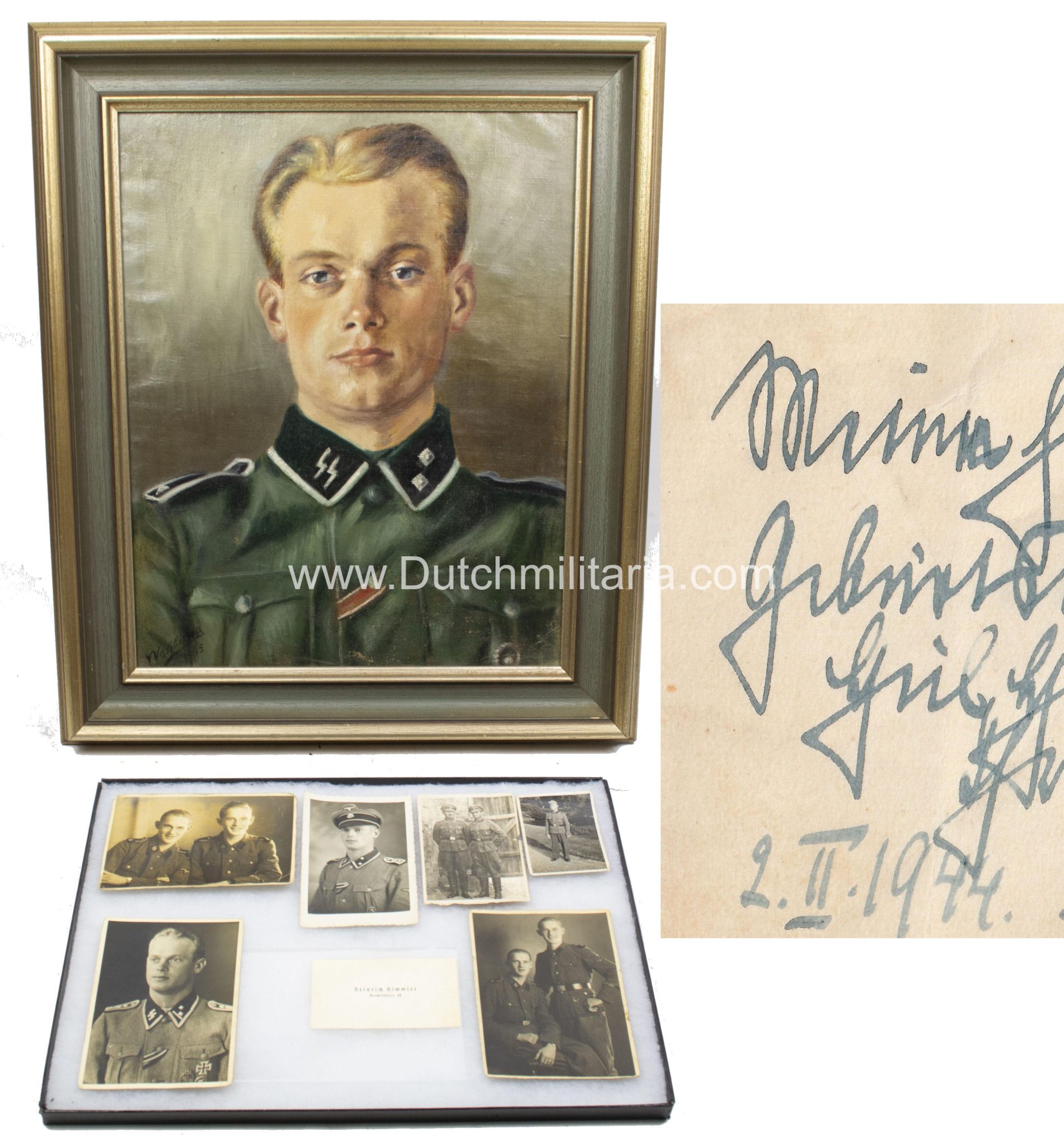 (LSSAH) SS Leibstandarte SS Adolf Hitler grouping with personal signed Heinrich Himmler business card - Extremely rare!!!