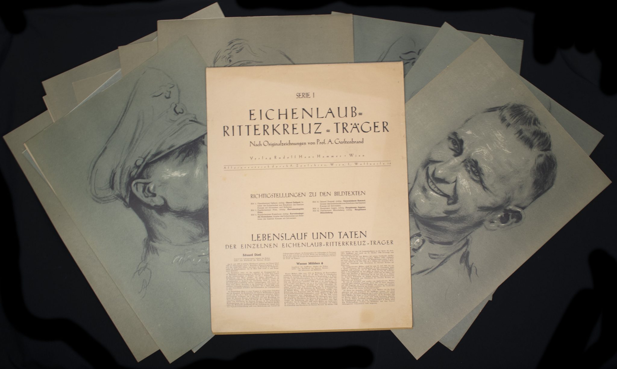 (Large size Art Map) Eichenlaub Ritterkreuz Träger - Serie I - Nach Originalzeichnungen von Prof. A. Gerltenbrand - RARE