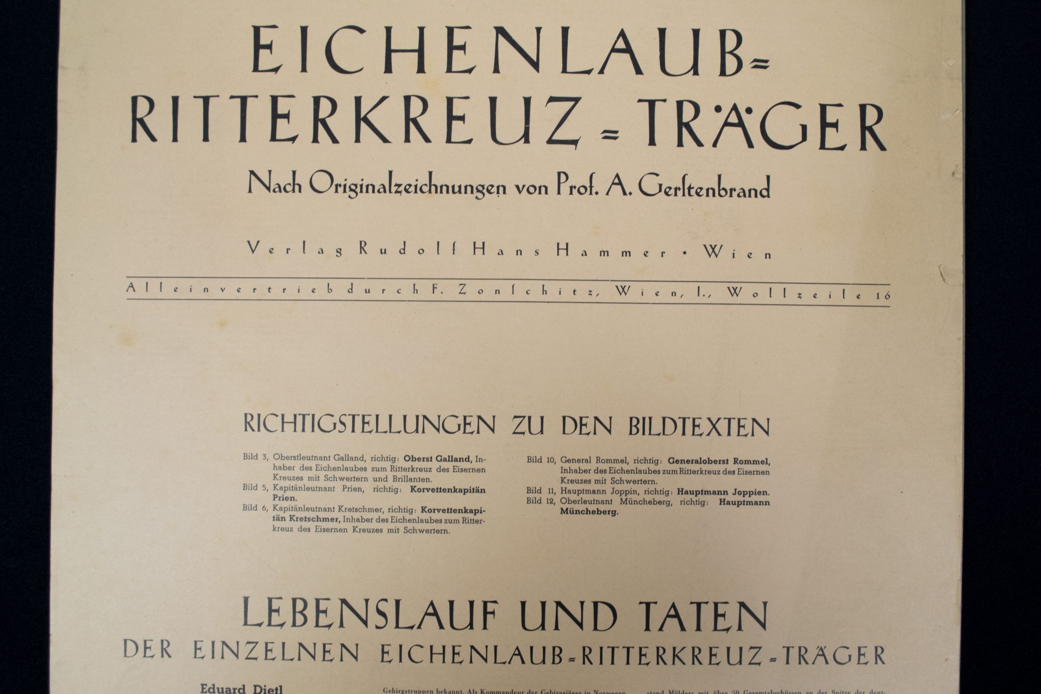 (Large size Art Map) Eichenlaub Ritterkreuz Träger - Serie I - Nach Originalzeichnungen von Prof. A. Gerltenbrand - RARE