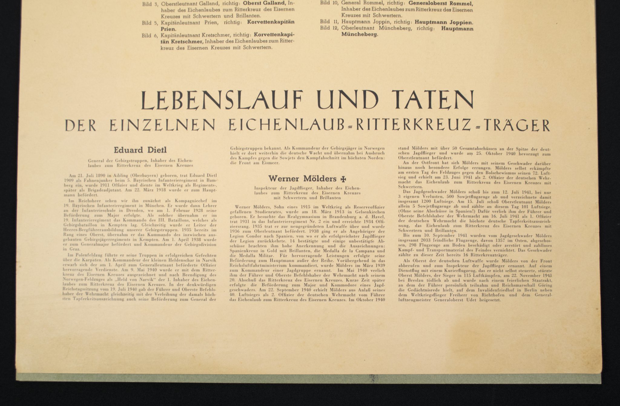 (Large Postersize Art Map) Eichenlaub Ritterkreuz Träger - Serie I - Nach Originalzeichnungen von Prof. A. Gerltenbrand - RARE - Image 9