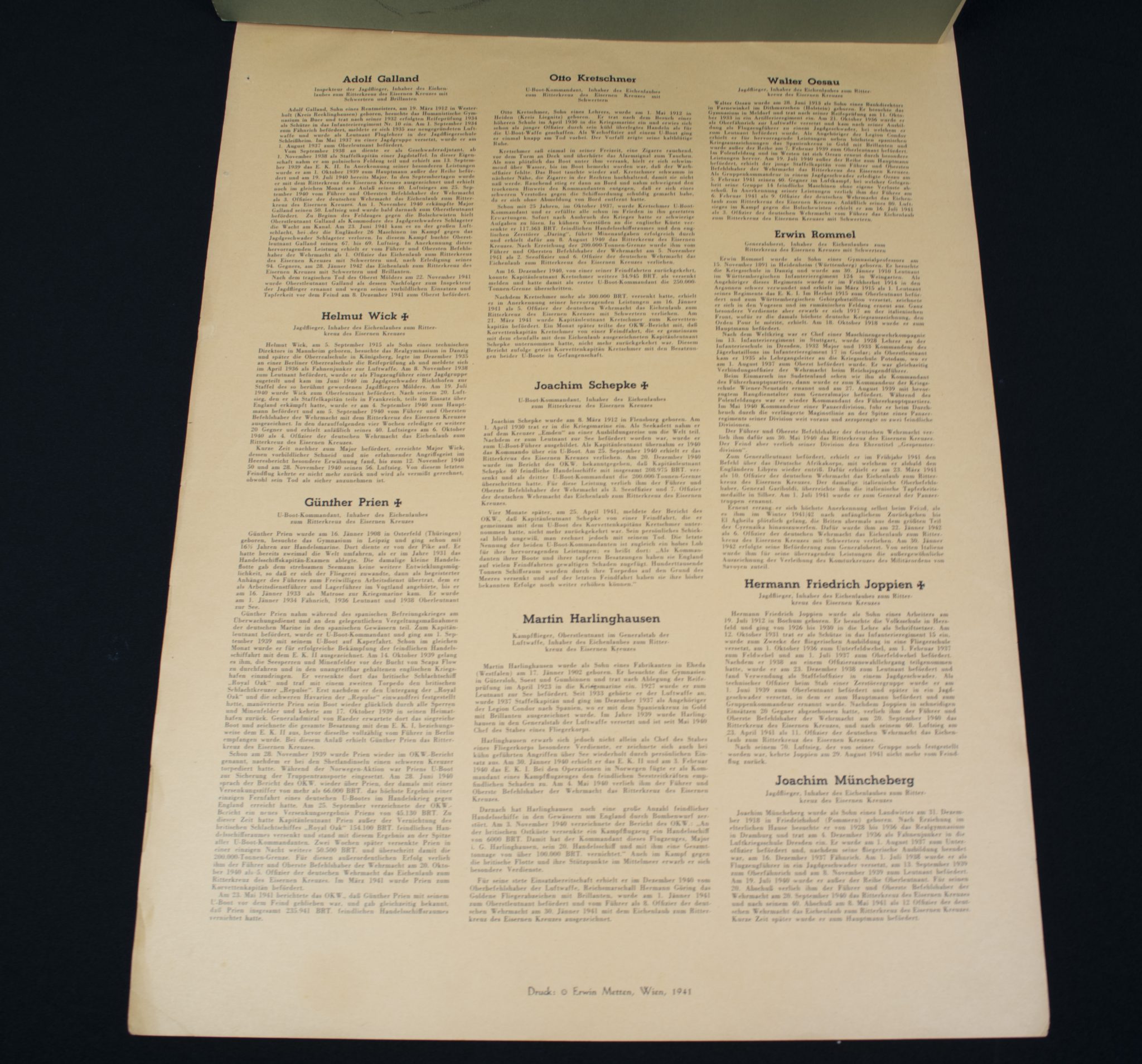 (Large Postersize Art Map) Eichenlaub Ritterkreuz Träger - Serie I - Nach Originalzeichnungen von Prof. A. Gerltenbrand - RARE - Image 10