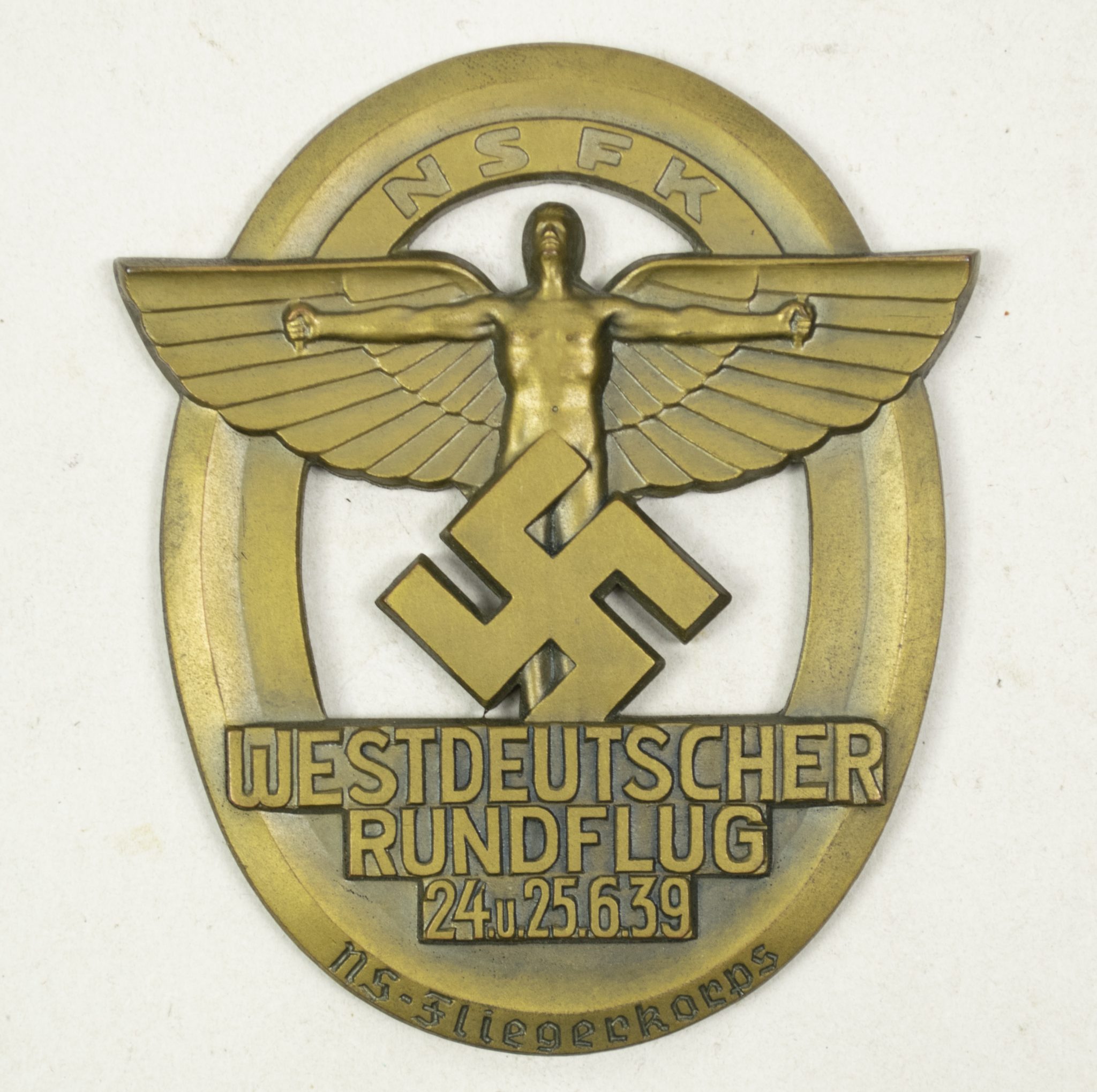 NSFK plaque Westdeutscher Rundflug 24.u.25.6.1939 + case + citation
