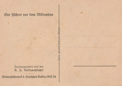 (Postcard) N.S. Volkswohlfahrt - Der Führer vor dem Mikrophon - Winerhilfswerk 193334 - rare