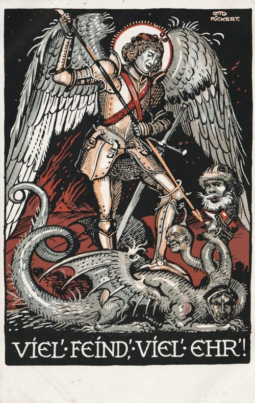 (Postcard) Patriotic Picture Postcard Defending the Fatherland Viel Feind, Viel Ehr - Very rare