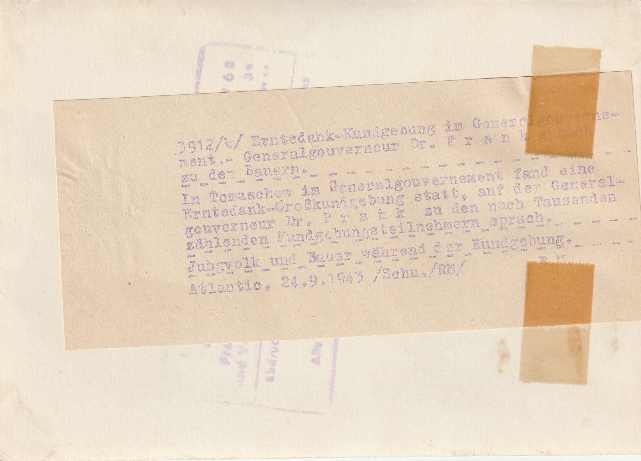 (Pressphoto) Erntedankkundgebung im Generalgouvernement (1944) (Pressphoto) Erntedankkundgebung im Generalgouvernement (1943)