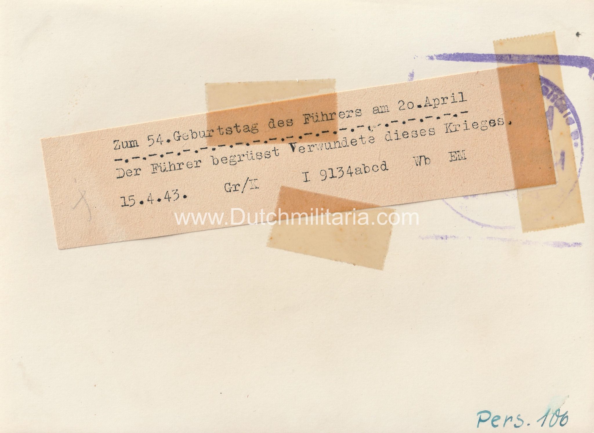 (Pressphoto) Zum 54. Geburtstag der Führers am 20. April (1944) (Pressphoto) Zum 54. Geburtstag der Führers am 20. April (1943)