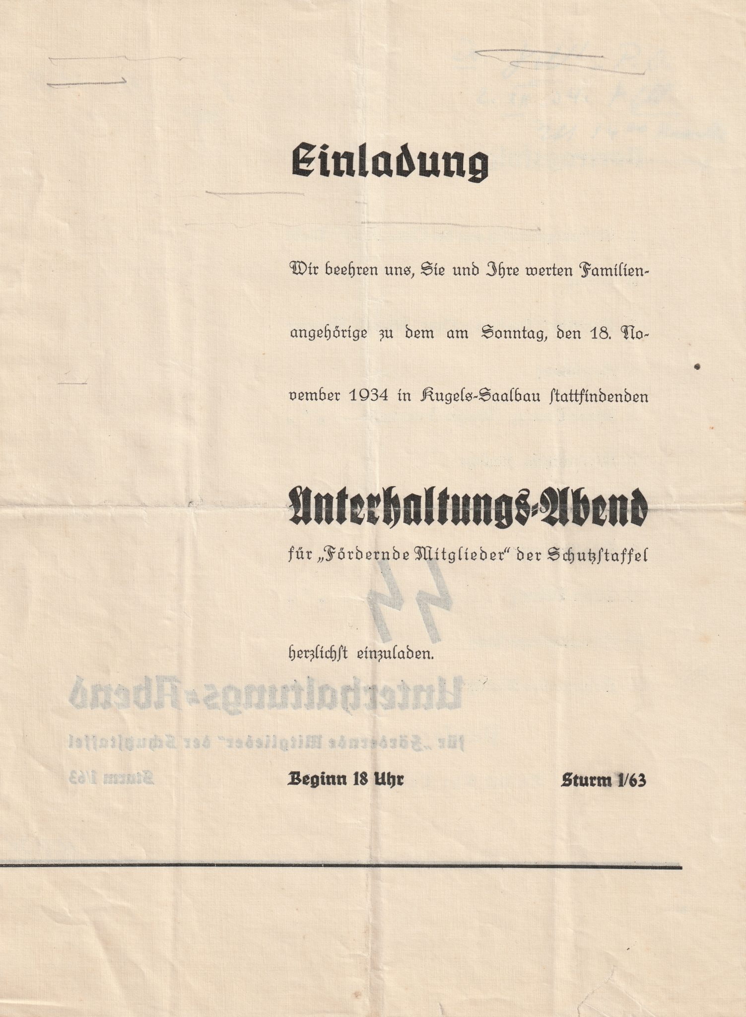 (SS-FM) SS-Unterhaltungs-Abend für Fördernde Mitglieder der Schutzstaffel SS Sturm 163 – Extremely rare (2) (SS-FM) SS-Unterhaltungs-Abend für Fördernde Mitglieder der Schutzstaffel SS Sturm 163 - Extremely rare